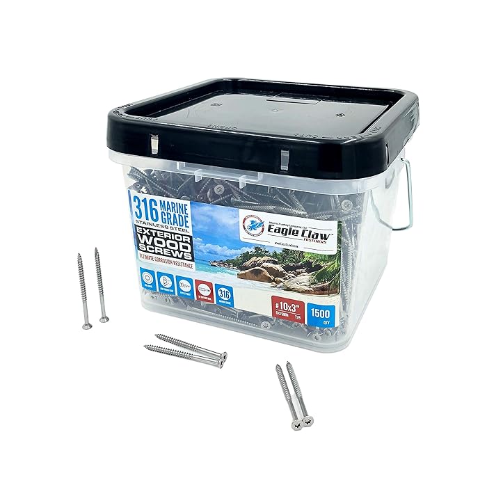 Buy 10 x 3 Inch 316 Marine Grade Stainless Steel Wood Screws 1500 Pack T25 Star Drive Type 17