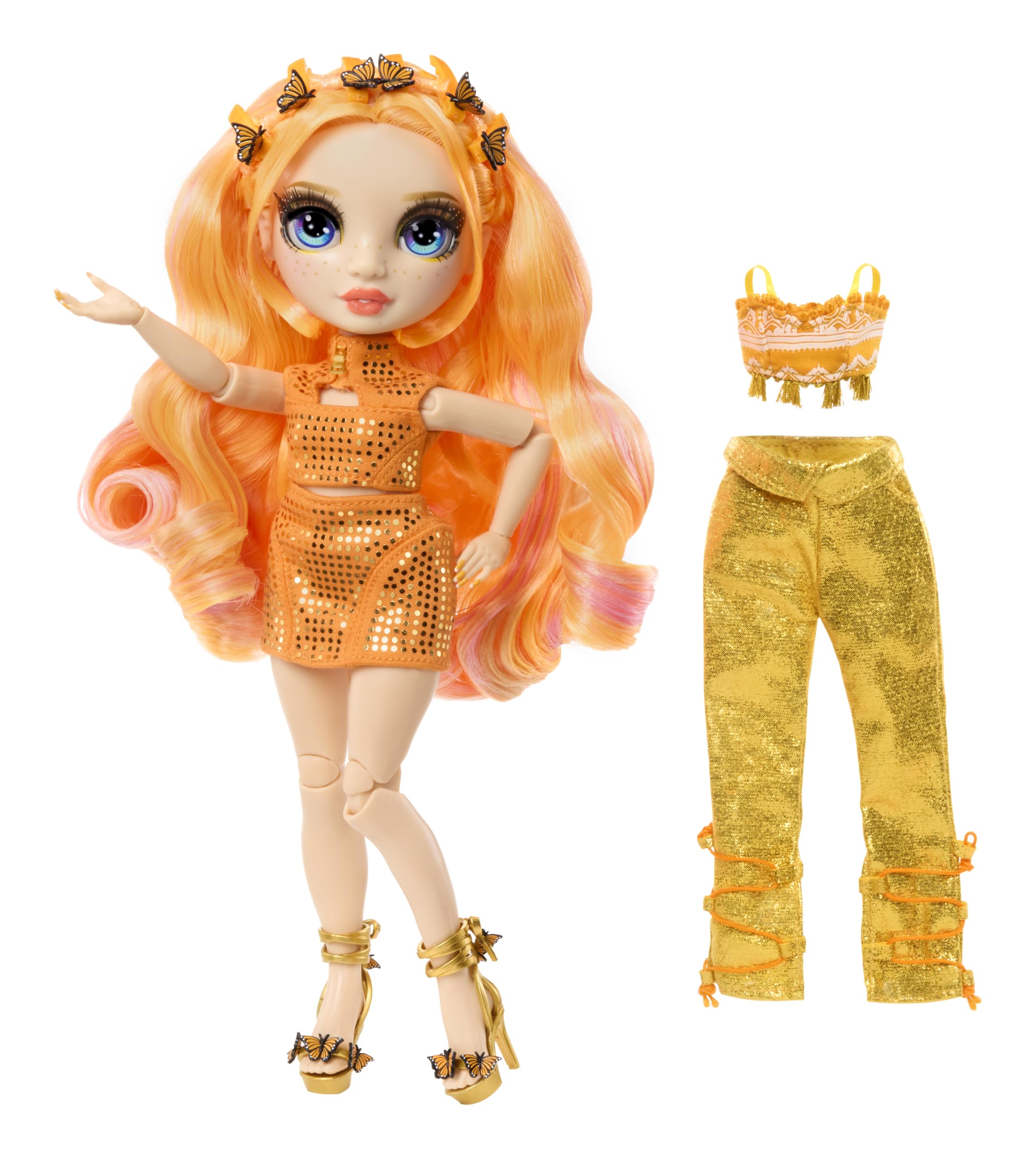 RAINBOW HIGH Style Icons Poppy - Poupée de 28 cm avec de Longs Cheveux Brossables, Dotée d’Une Deuxième Tenue Assortie et d’Une Deuxième Paire de Chaussures, Articulée, avec 13 Points d'Articulation