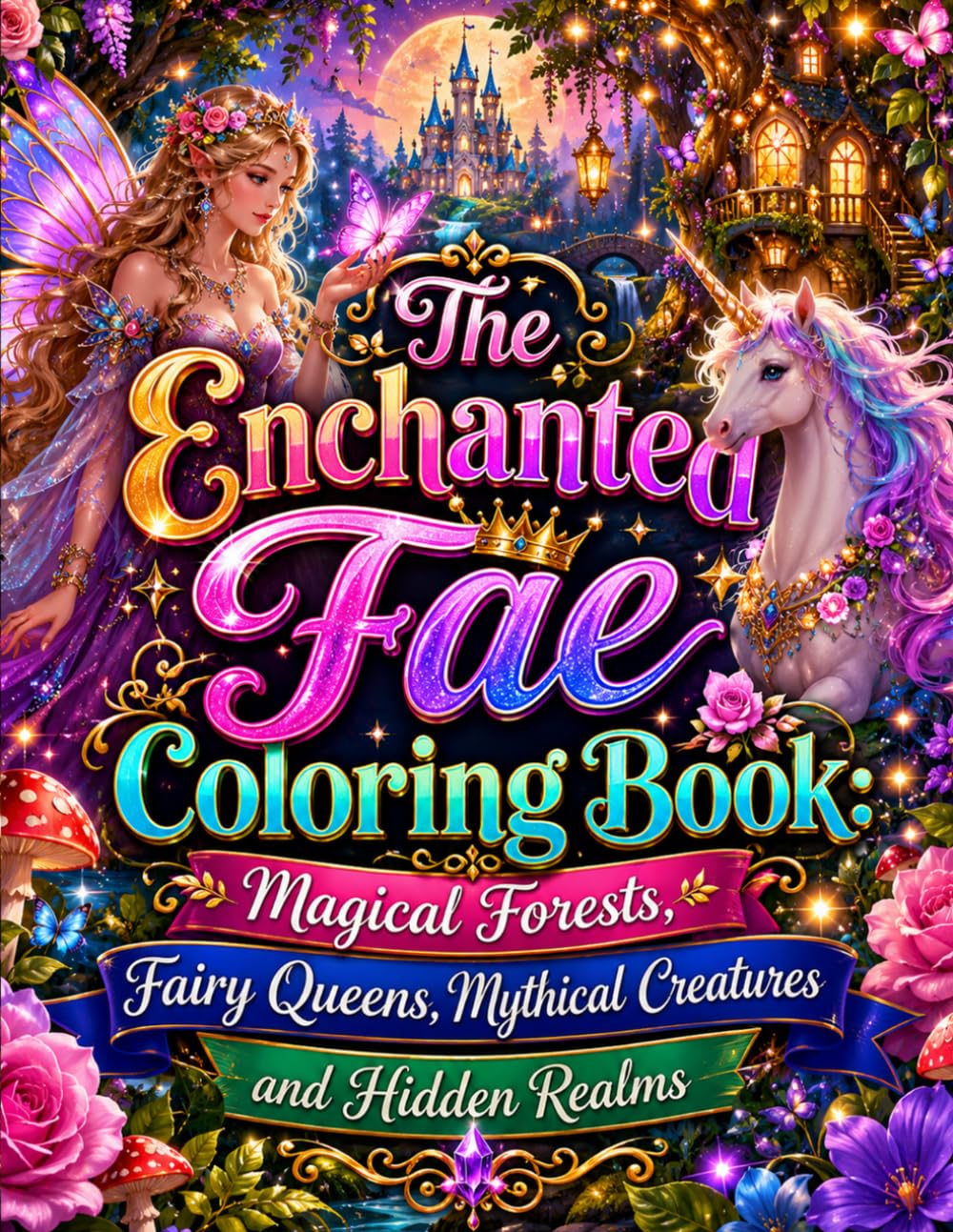 The Enchanted Fae Coloring Book: Magical Forests, Fairy Queens, Mythical Creatures and Hidden Realms