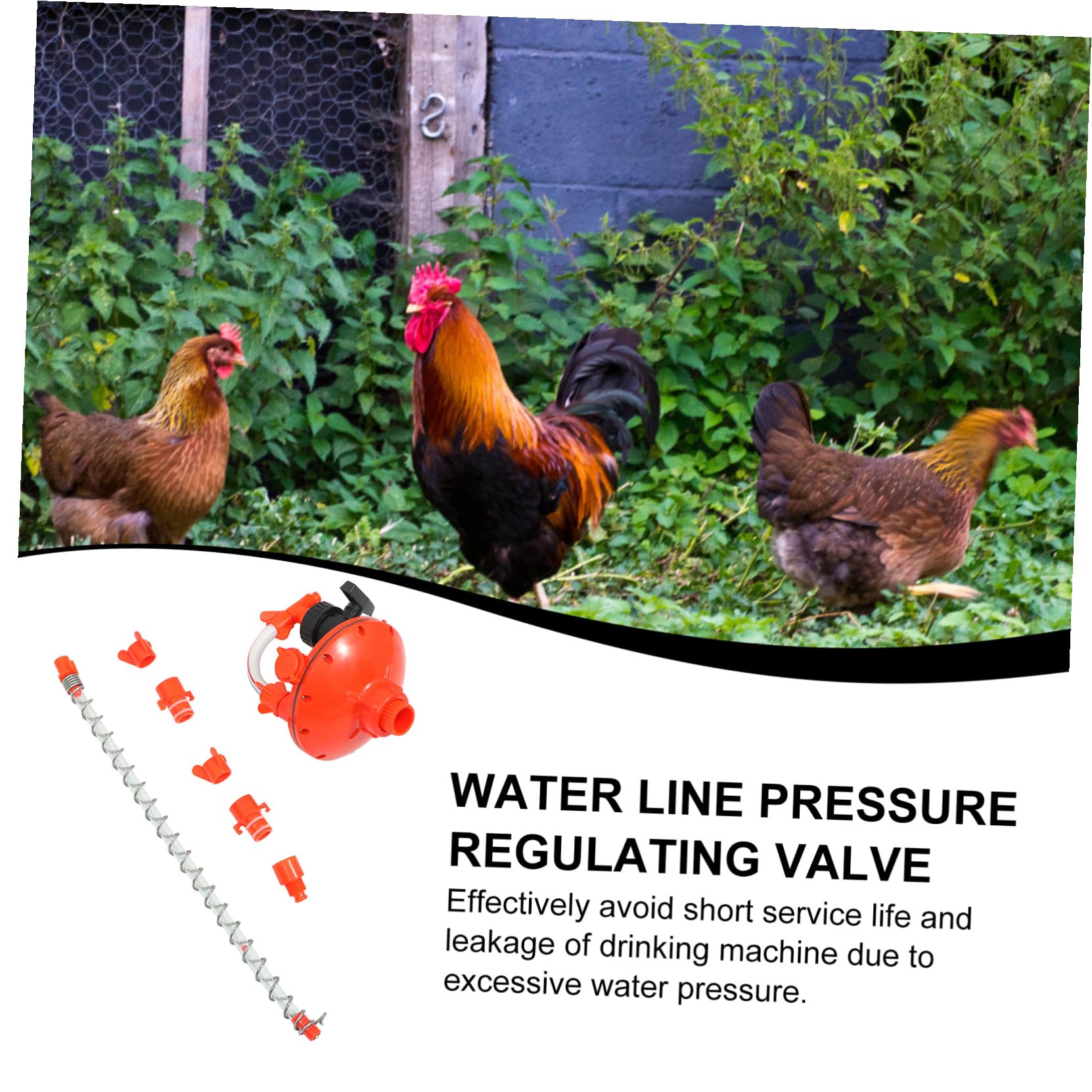 DOITOOL Abbeveratoio per Galline in Plastica Regolatore di Pressione con Meccanismo Anti-perdita, Accessorio per Allevamento Pollame Rosso per Controllo Acqua