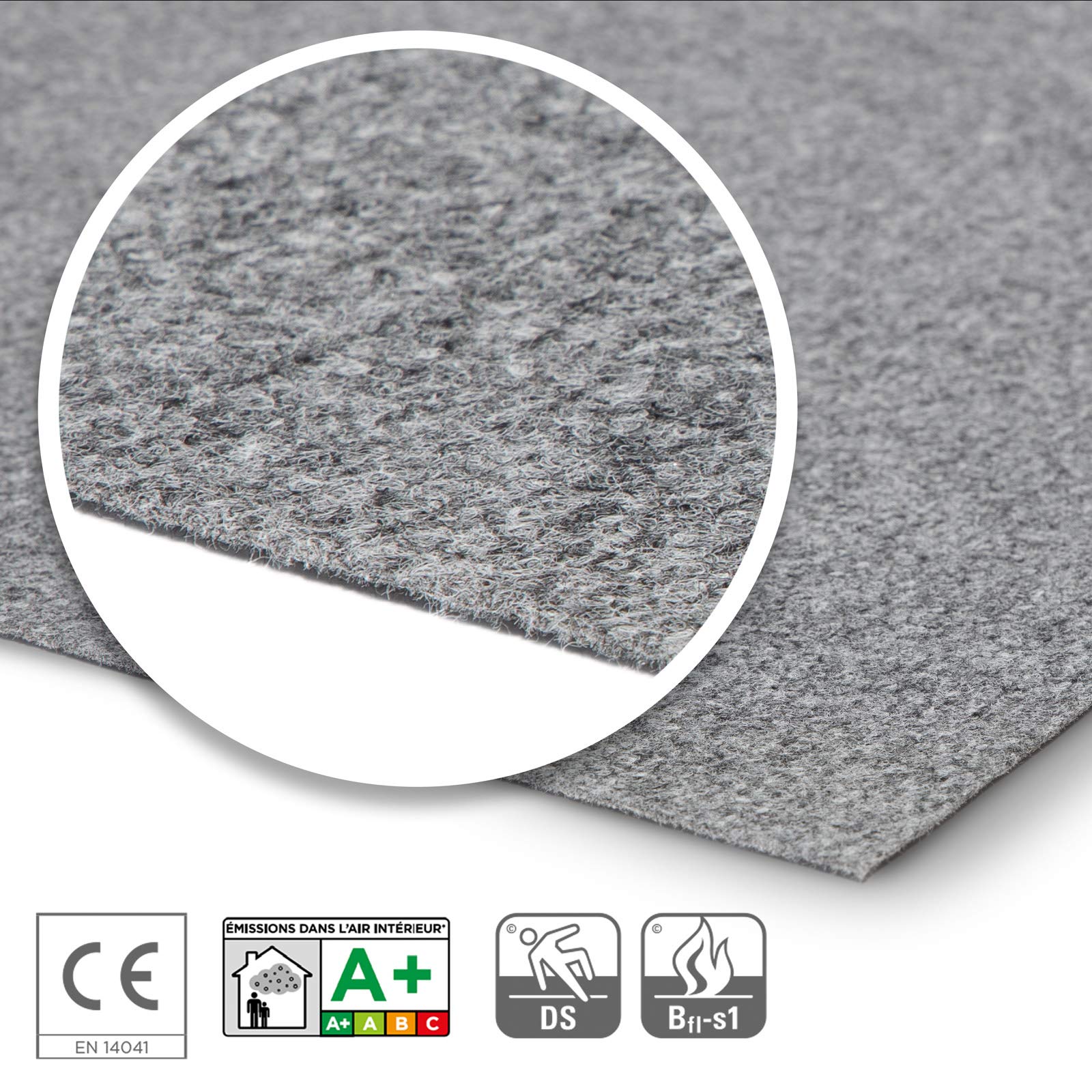 casa pura Tappeto per cerimonia grigio maculato, decorazione per matrimonio, tappeto per passaggio, eventi, compleanno, festa, moquette su misura, 21 colori | ignifugo, 1 m x 2 m