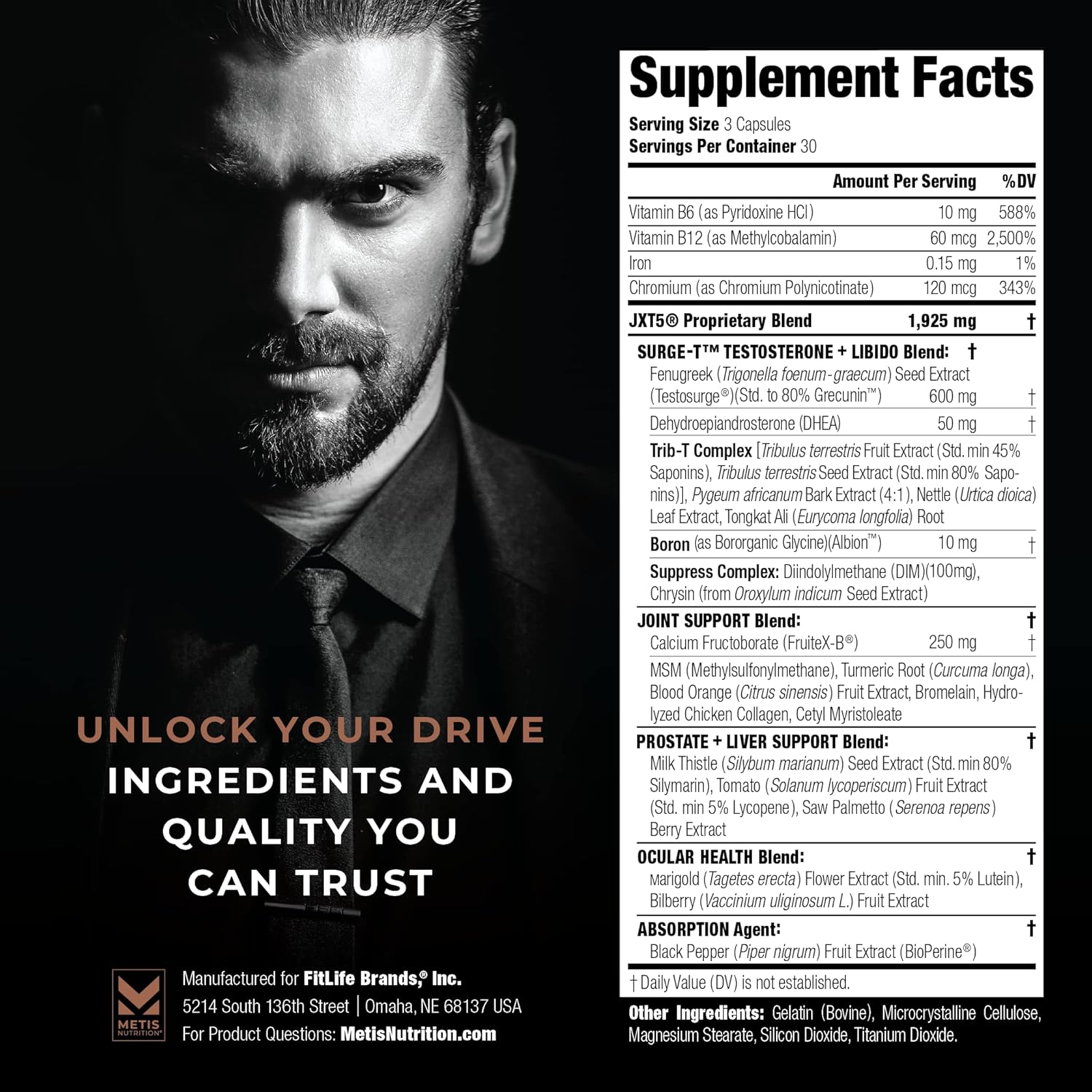 JXT5 Joint Health - 5-in-1 Men's Health Supplement to Libido, Prostate, and Vision - Test Boost, Joint Support, and Improve Energy (90 Capsules) - Image 2