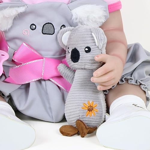 Miniatura 7 de Muñeca de bebé recién nacida realista de 22 pulgadas con koala, muñeca de sonrisas, adorables bebés realistas, vinilo suave completo, incluye