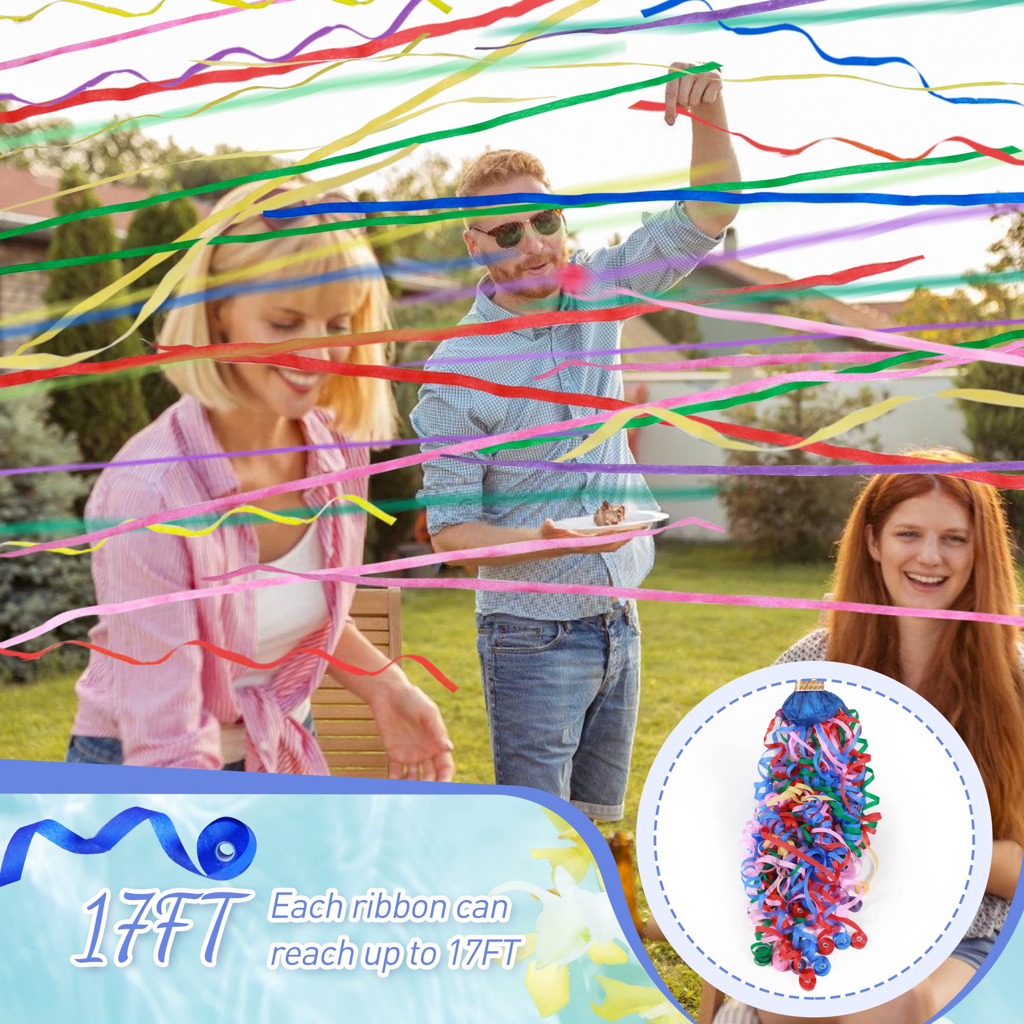 No Mess Streamers – 12 Pezzi Di Coriandoli A Nastro Colorati, 30 Metri Totali, Per Compleanni E Matrimoni, Biodegradabili