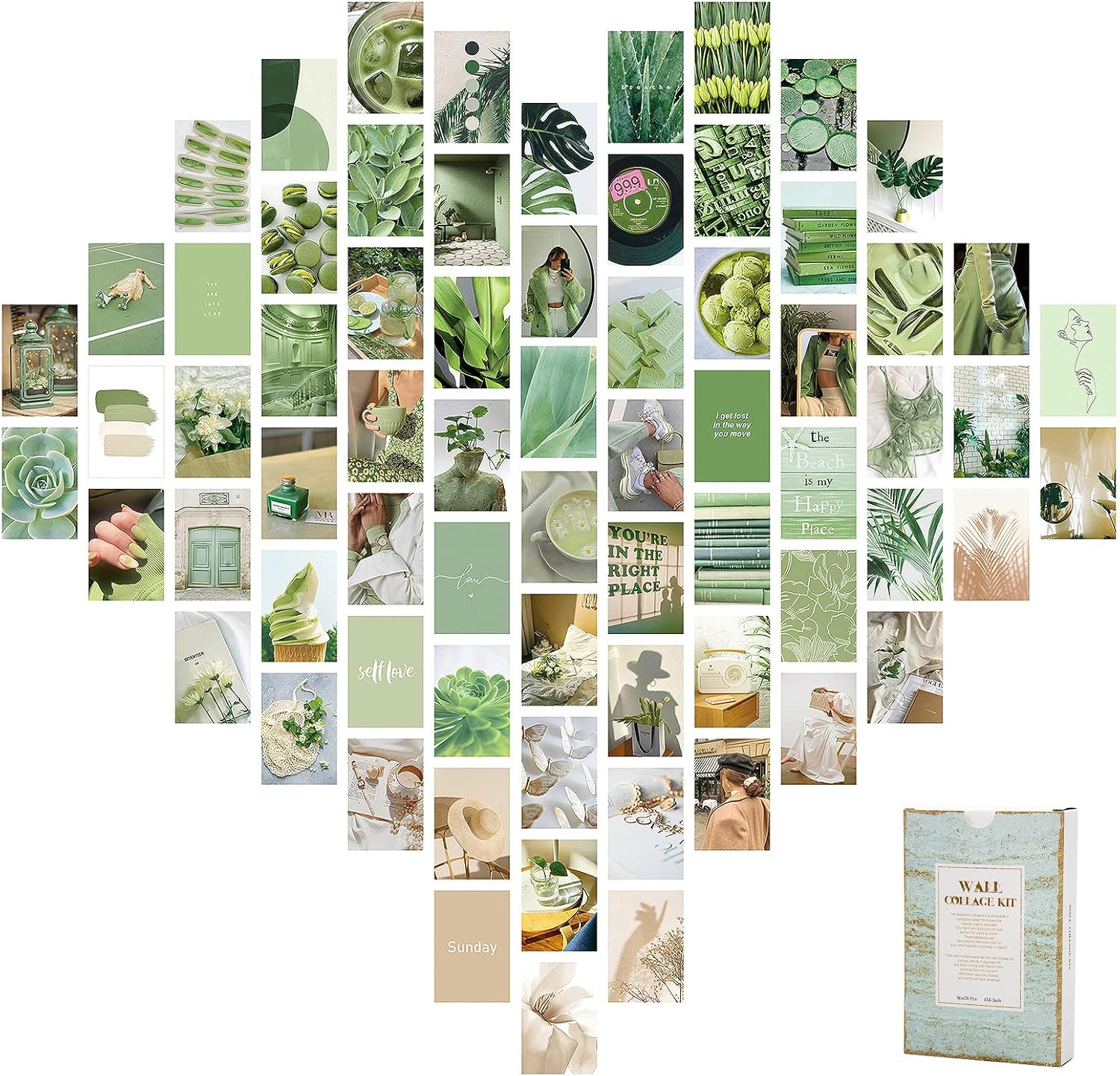 smtfcty 70 Stück aesthetic wand collage grün ästhetisches Bild