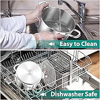 Vista 7 de E-far Olla de 4 cuartos de galón, olla de cocina de acero inoxidable de tres capas con tapa de vidrio y asas remachadas, olla de metal para pasta