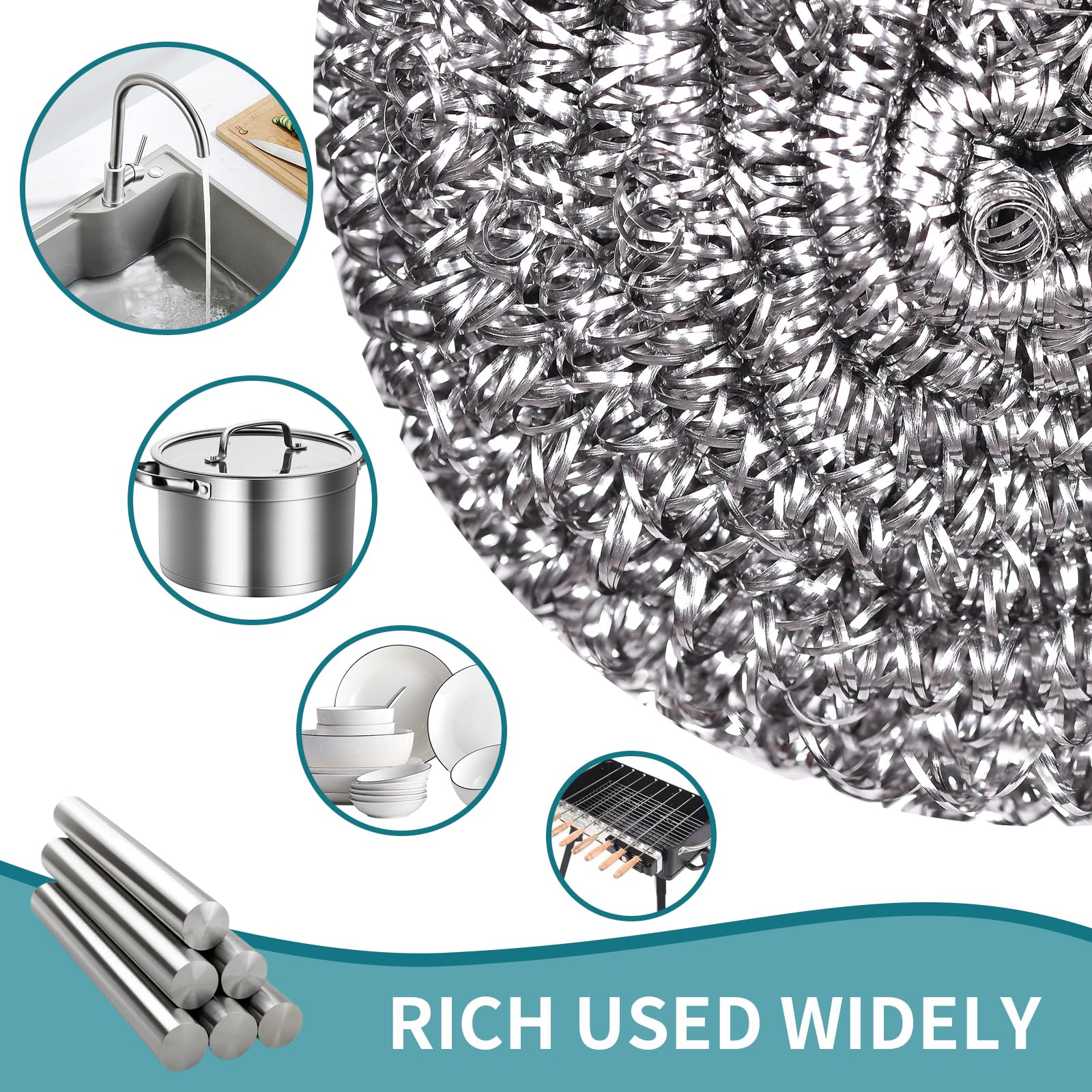Steel Wool Scrubbers - 12 Pack for Cleaning -4 Steel Wool Scrubbers - 12 Pack for Cleaning -4
