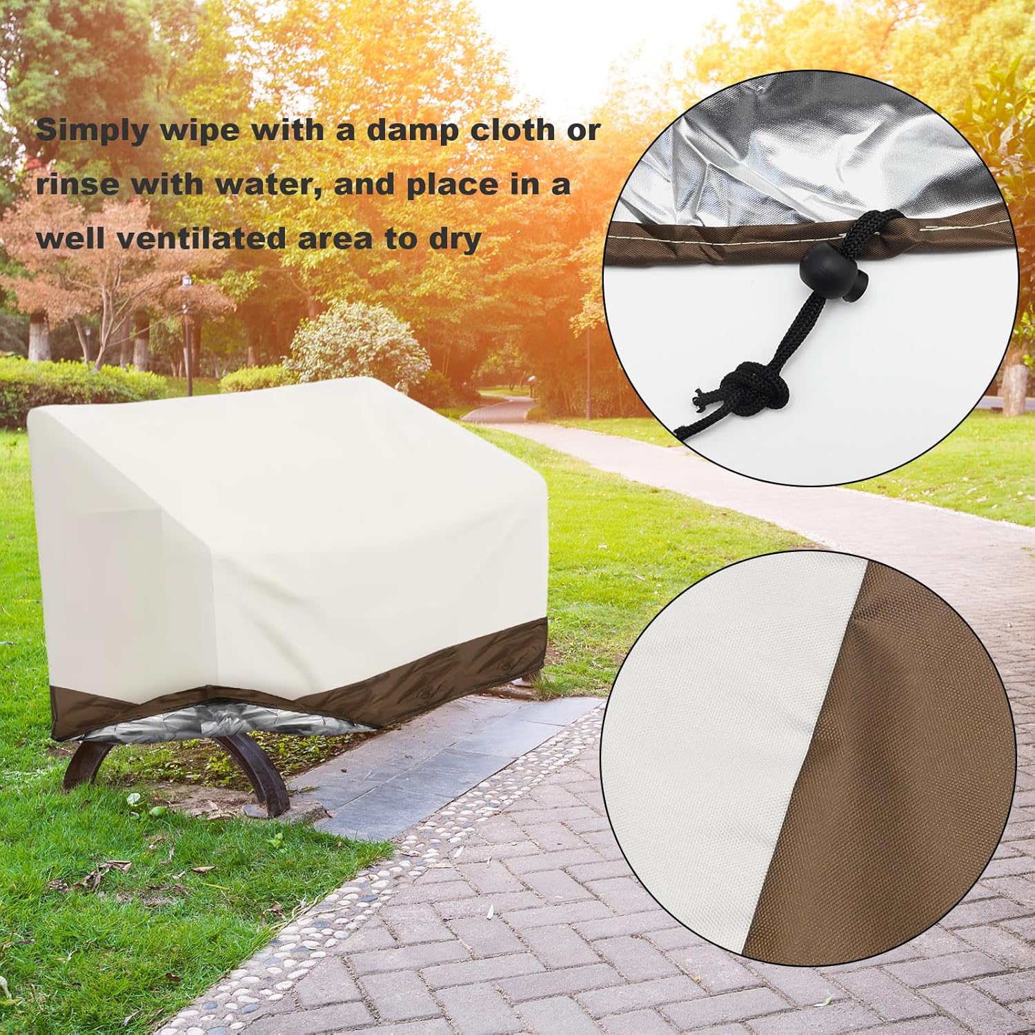 Patio Bench Cover,Furniture Bench Cover,Waterproof Windproof Oxford Fabric Bench Cover for Furniture (White) - Image 4