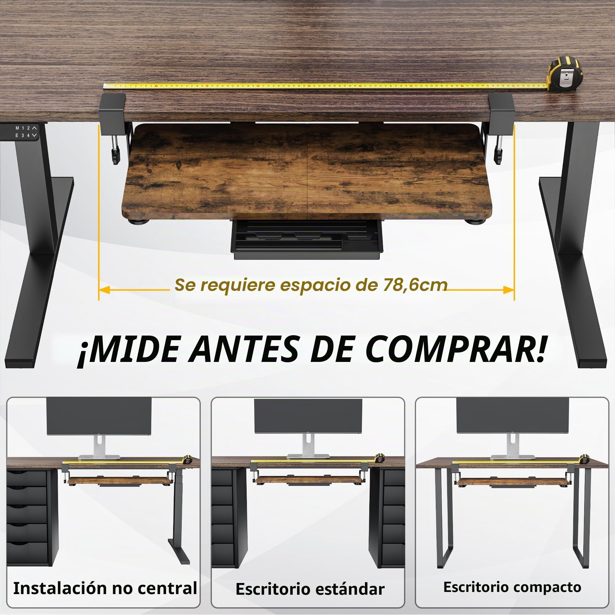 ETHU Bandeja para Teclado Extraible- Soporte Teclado Ordenador Bajo Mesa，Porta Teclado Extraíble con Abrazadera C, Cajón de Computadora de 680 x 300 MM para Escribir, Hogar u Oficina