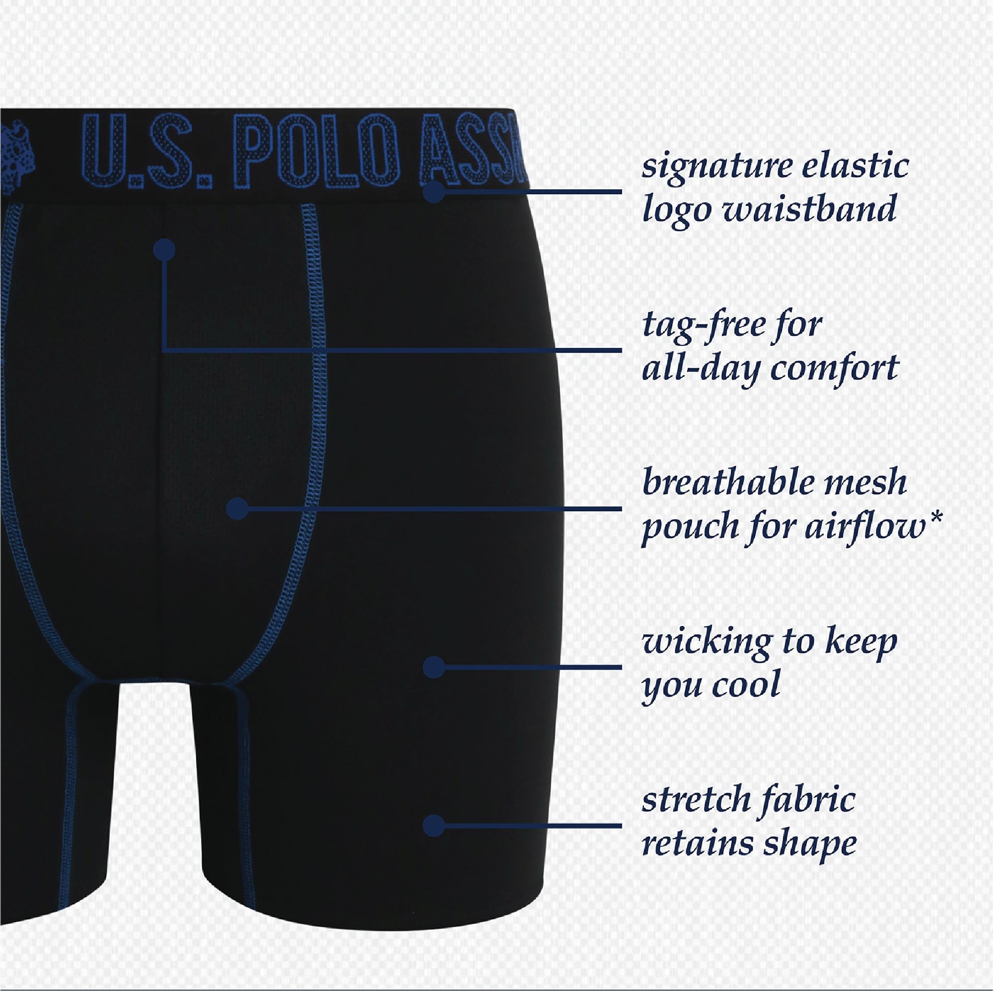 U.S. Polo Assn. Herren-Boxershorts, 7/14er-Pack, superweich, feuchtigkeitsableitende Performance-Boxershorts für Herren, Größe S-XL