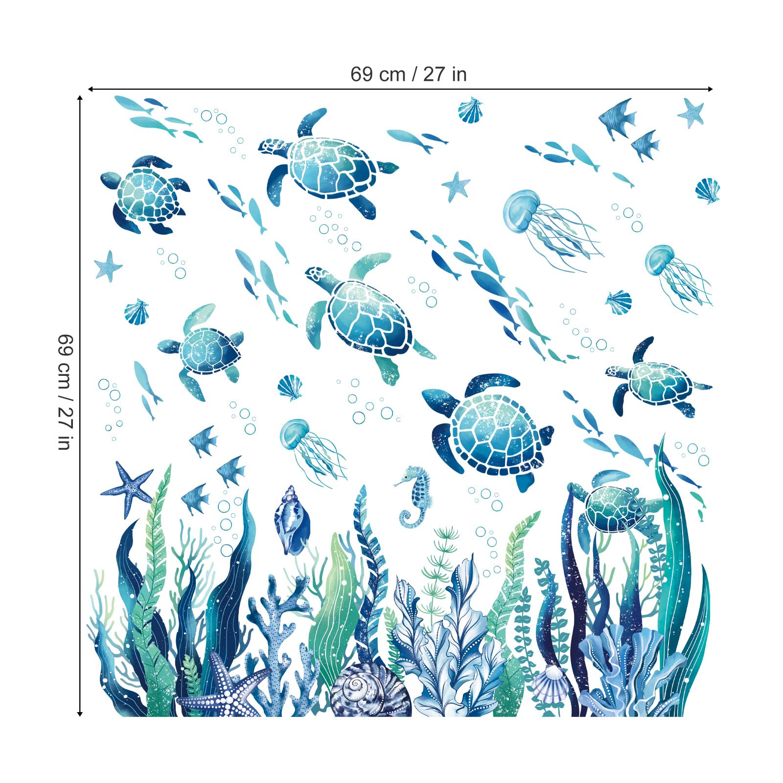Wandtattoo Unterwasserwelt - Wal, Hai & Schildkröte Fürs Kinderzimmer