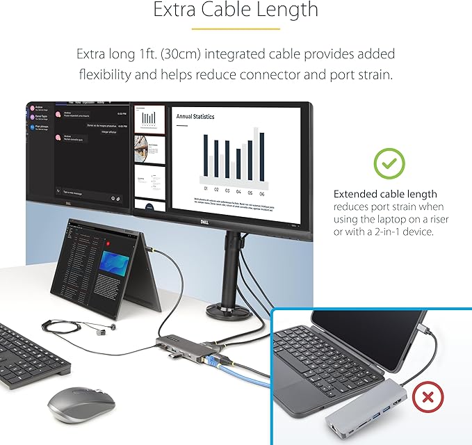 StarTech.com Docking Station USB-C Triple 4K HDMI DP Hub 4 Puertos 100W miniatura 6