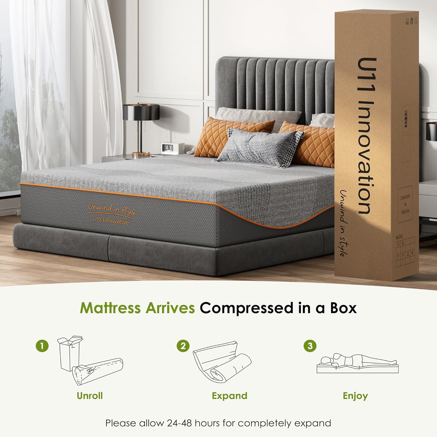 King Size Mattress 12 Inch, Memory Foam Mattress in a Box for Couples and Master Bedroom, Medium Firm Support with Cooling Gel for Back Pain Relief, CertiPUR-US Certified, 80''x76'', Grey