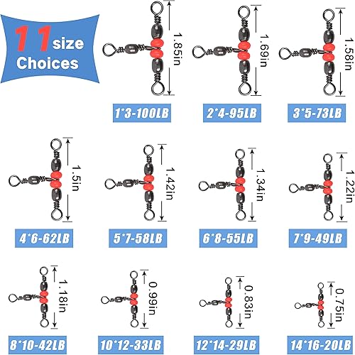 Miniatura 4 de Aparejos de pesca giratorios de barril en T de 3 vías, 40 piezas de barril de latón, triple línea cruzada, conector de pesca de barril de 3 vías con