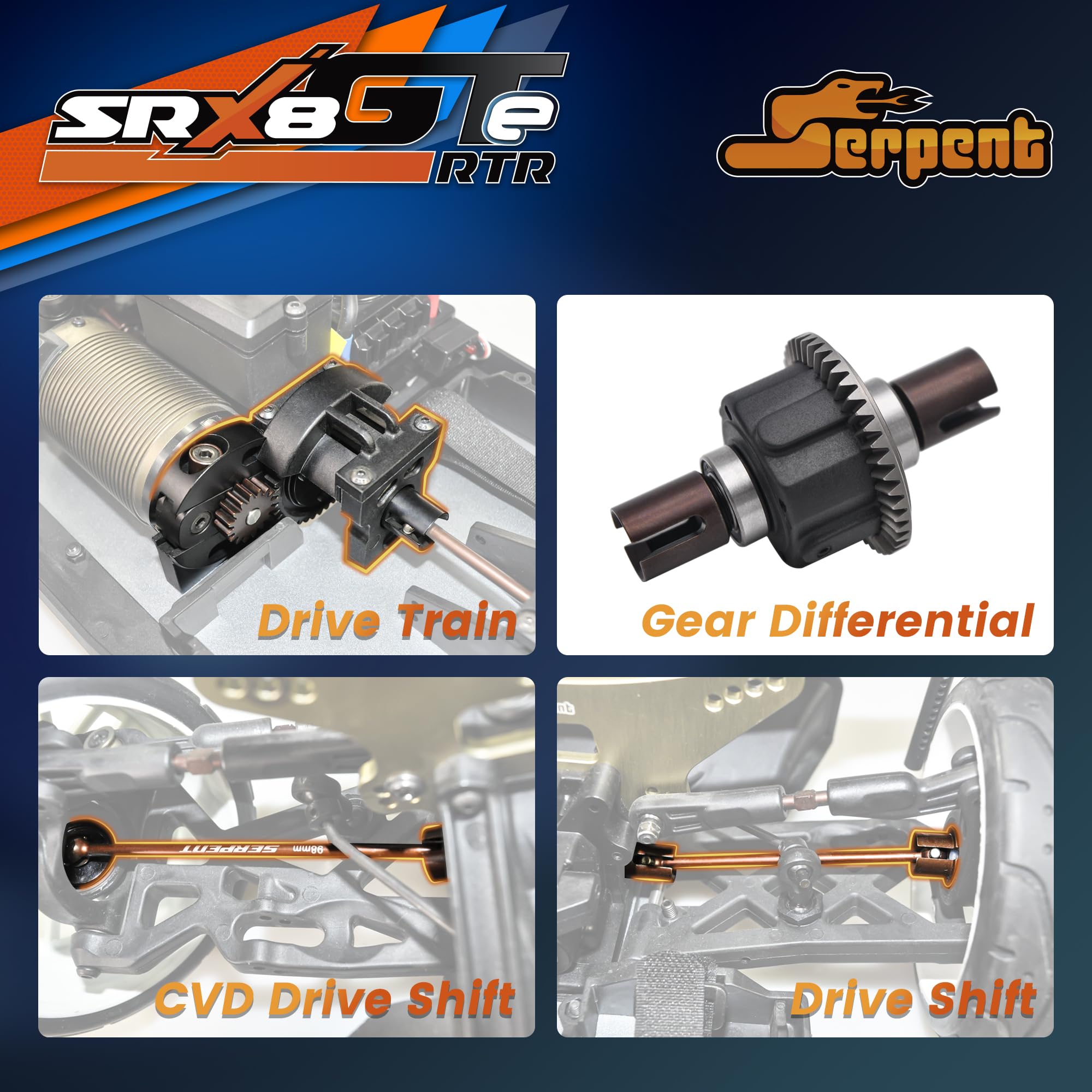 Serpent SRX8 GTE 4wd RTR, 1/8 4wd GT Car, Brushless Speed RC Car RTR, corpo verniciato, alta velocità, corsa, pronto all'uso, (batterie e caricabatterie non inclusi)