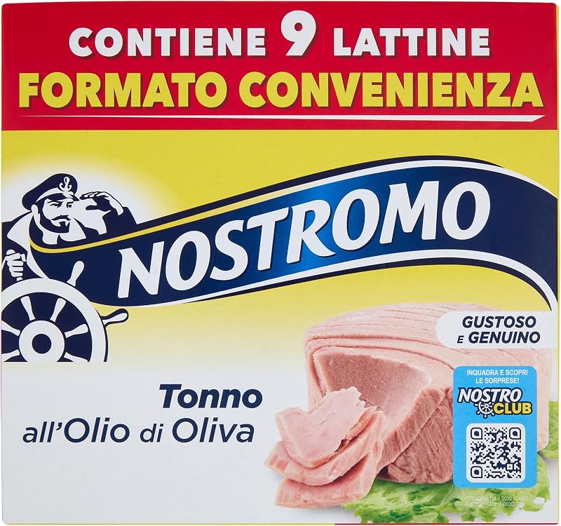 Nostromo - Tonno all'Olio di Oliva, Multipack 9 Lattine da 60g - Fonte di Proteine, Senza Conservanti