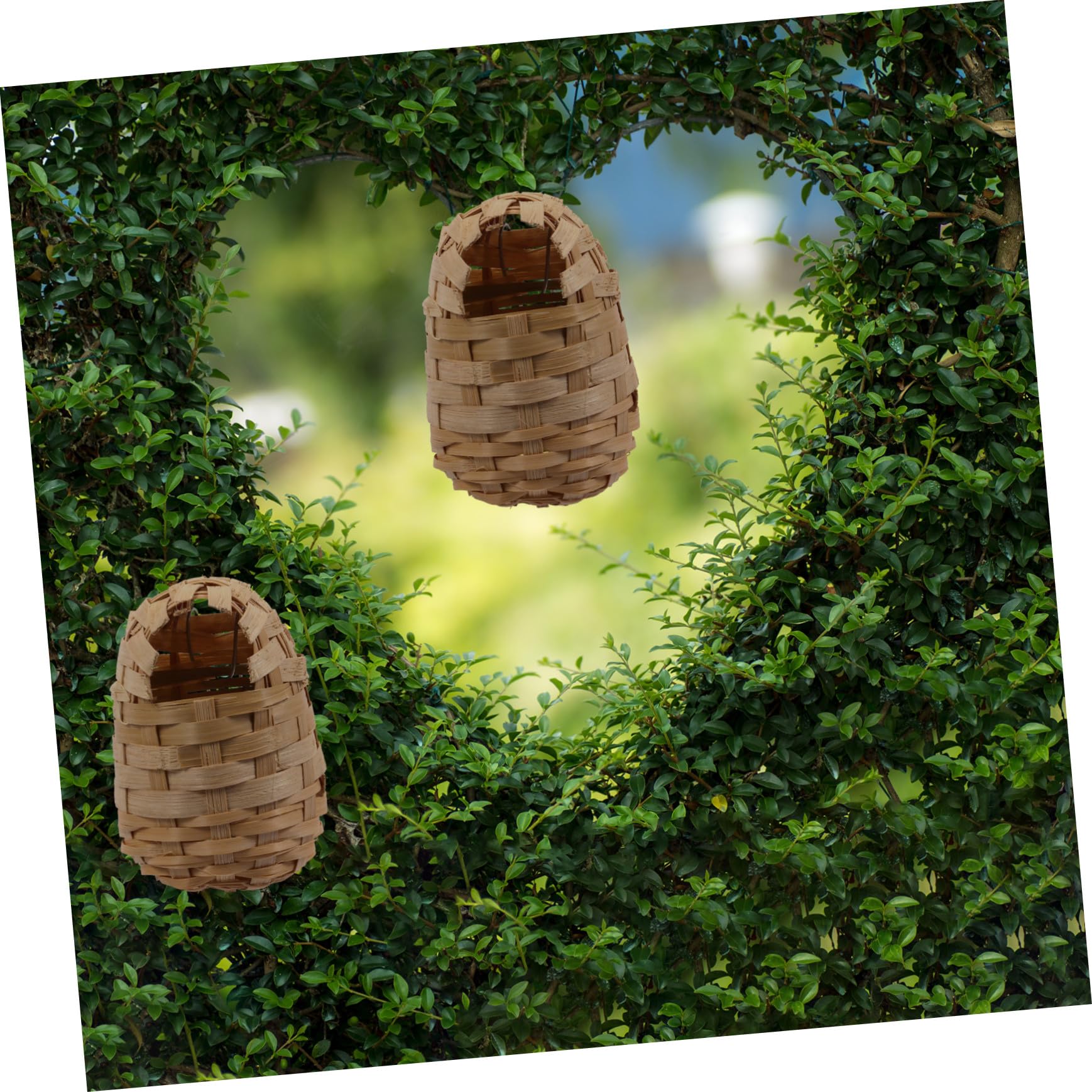 6 Nidos de Pájaros Únicos de Bambú para Exterior con Ganchos, Resistentes y Transpirables, Ideales para Colgar Porche o Dentro de Casa