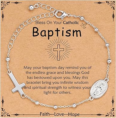 Catholic Virgin Mary Cross Bracelet Gifts for Girls Teens Women, Rosary Beads Charm Link Chain Bracelet Christmas Christian Religious Jewelry Gifts