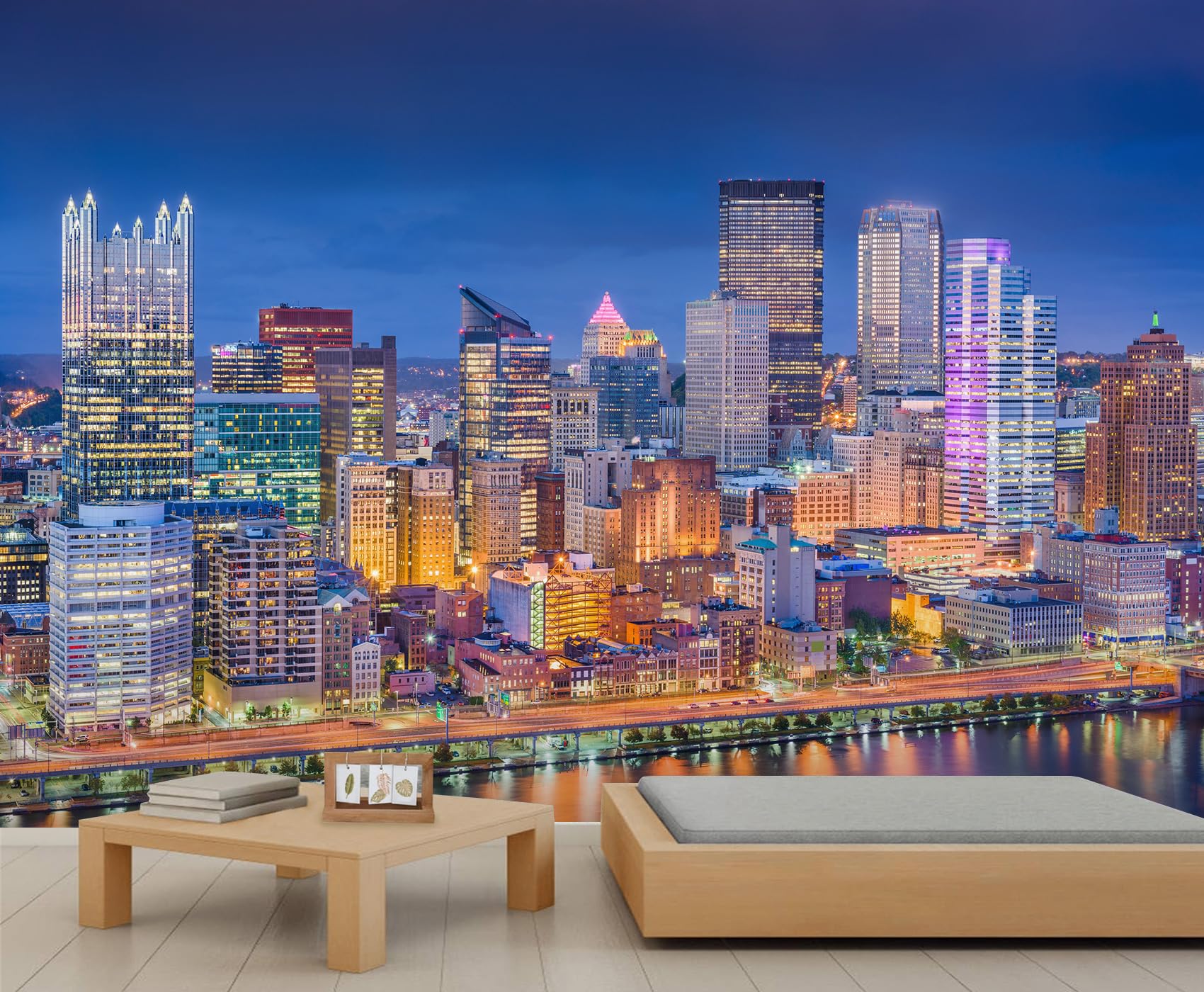 Seaside City Wall Murals City Night Scene Mural Modern 3D Building Photo Wallpaper Custom Size Available Large Mural Wallpaper for Bedroom Bathroom Sofa Wall 450 x 305 cm