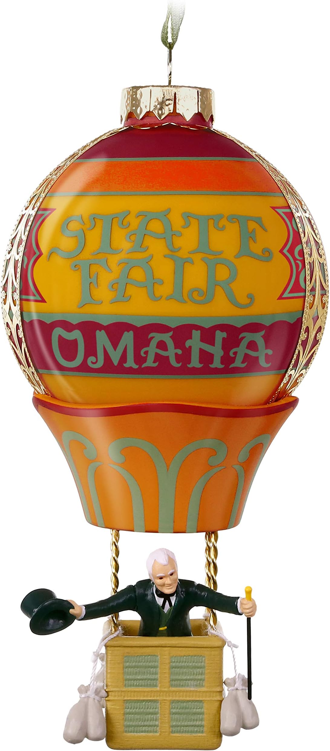 Christmas Ornament 2019 Year Dated, The Wizard of Oz Up, Up and Away Hot Air Balloon, Glass and Metal