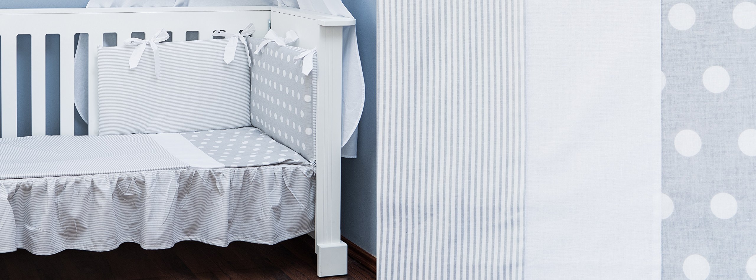 Vizaro - Funda Nórdica Cuna 70x140cm (Incluye Funda de Almohada) - 100% Algodón - Med. 100x135cm, 30x60cm - Gris