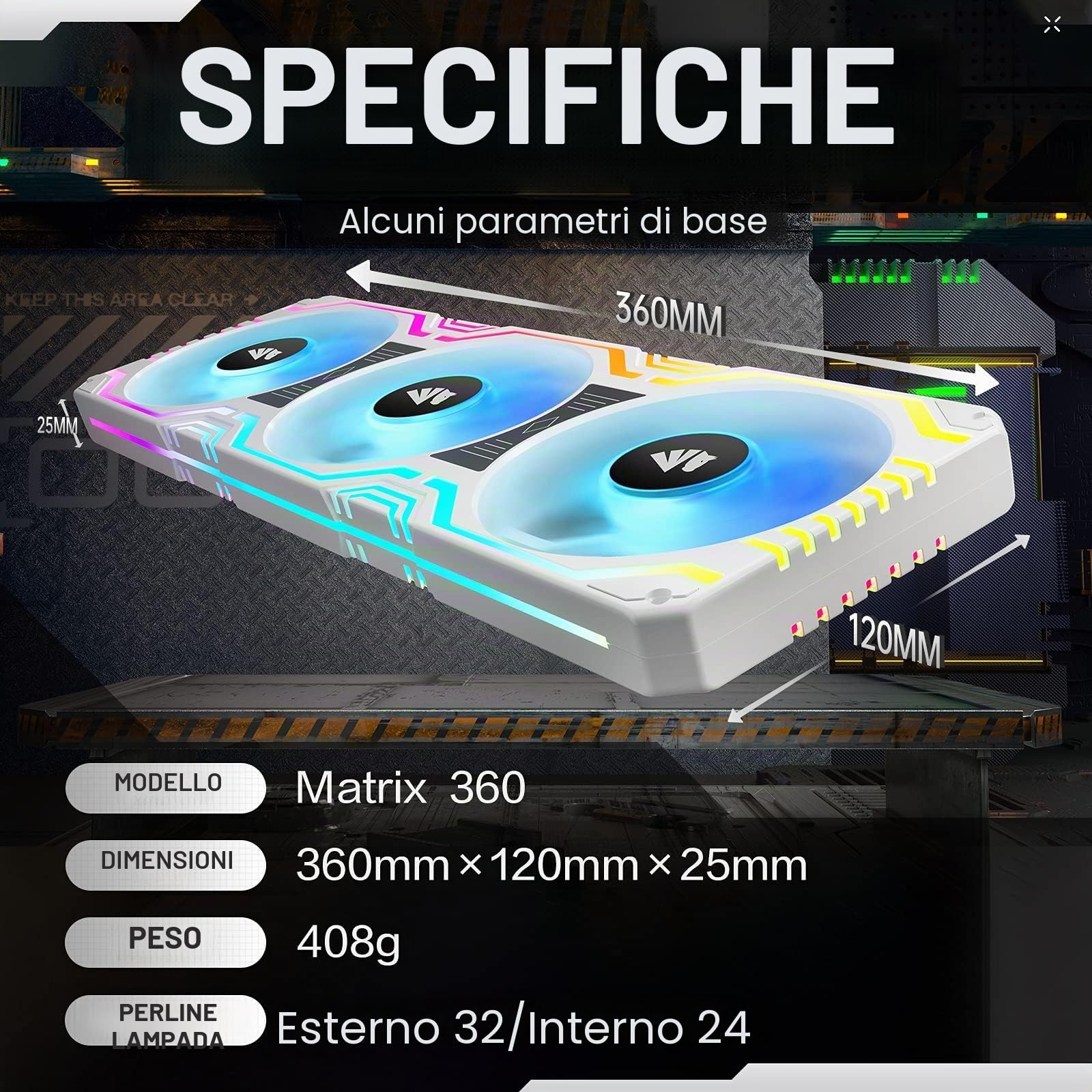 AsiaHorse Ventola per PC 3 in 1,Ventola per PC ARGB da 3 * 120 mm con 56 LED indirizzabili,Ventola del case della CPU con controllo PWM,Ventola di raffreddamento per computer, 800-1800 RPM, Bianco