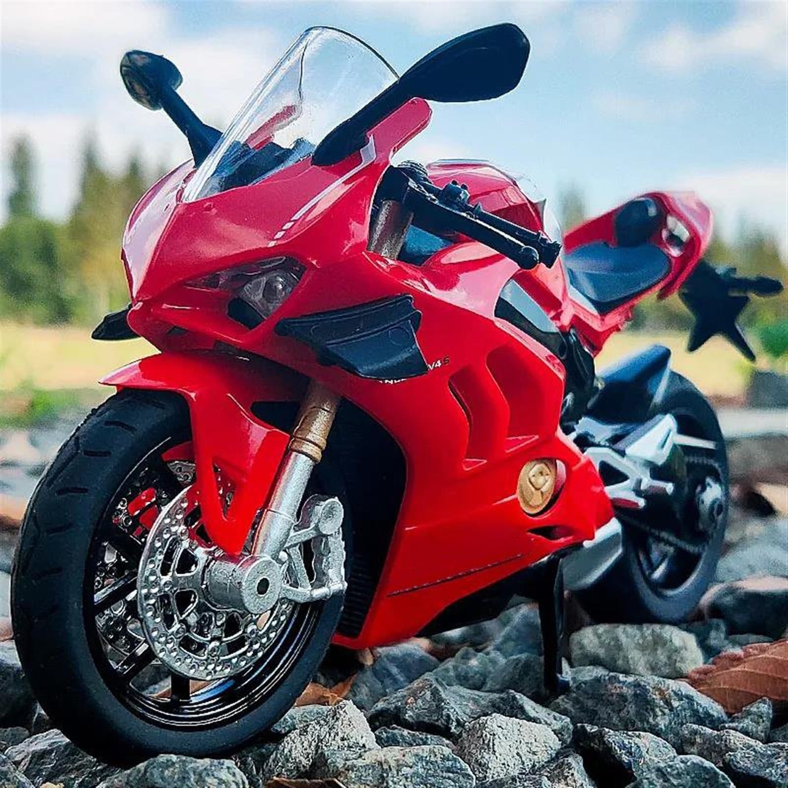 SEYXF Motorbike Toy Motorcycle Simulation Diecast Model Collection Gift 1/12 for Ducati Panigale V4 S(with Foam Box)
