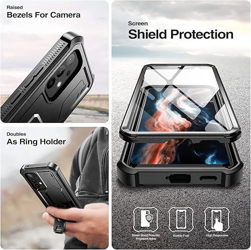 Miniatura 7 de Dexnor Funda para Samsung Galaxy A53 5G, protector de pantalla integrado y soporte, protección de grado militar resistente a prueba de golpes para