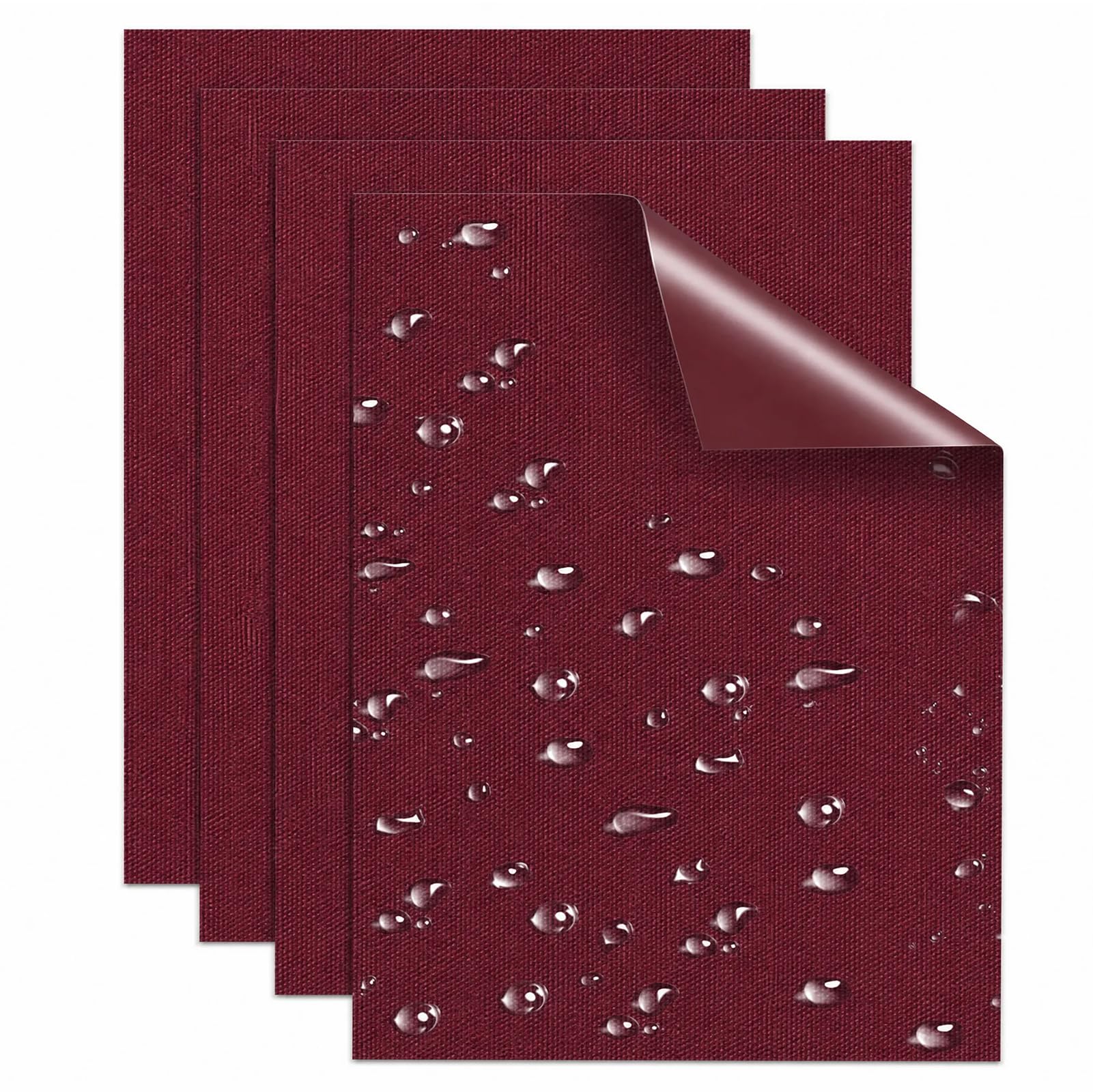 Skystuff Self-Adhesive Canvas Repair Tape, Heavy Duty Waterproof Fabric Repair Patches for Sofa, Chair, Awning, Tent, Clothes, Camping Outdoor Gear, Instant Strong Fix, 15x20cm, 4pcs Wine Red