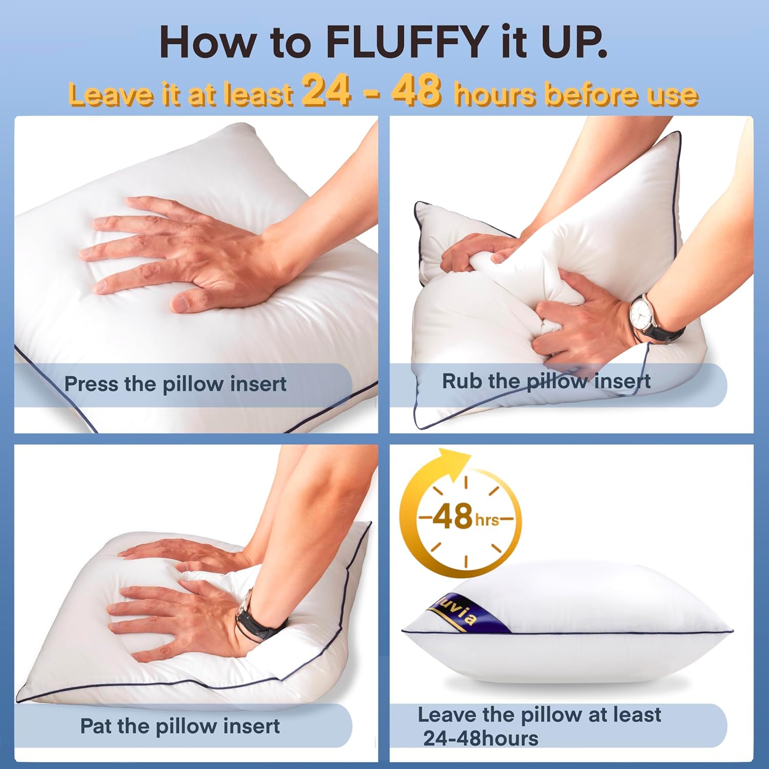 Siluvia 22"x22" Pillow Insert Set of 2 Square Throw 22 Pillows with 100% Cotton Cover for Sofa, Couch, and Bed - White - Image 6