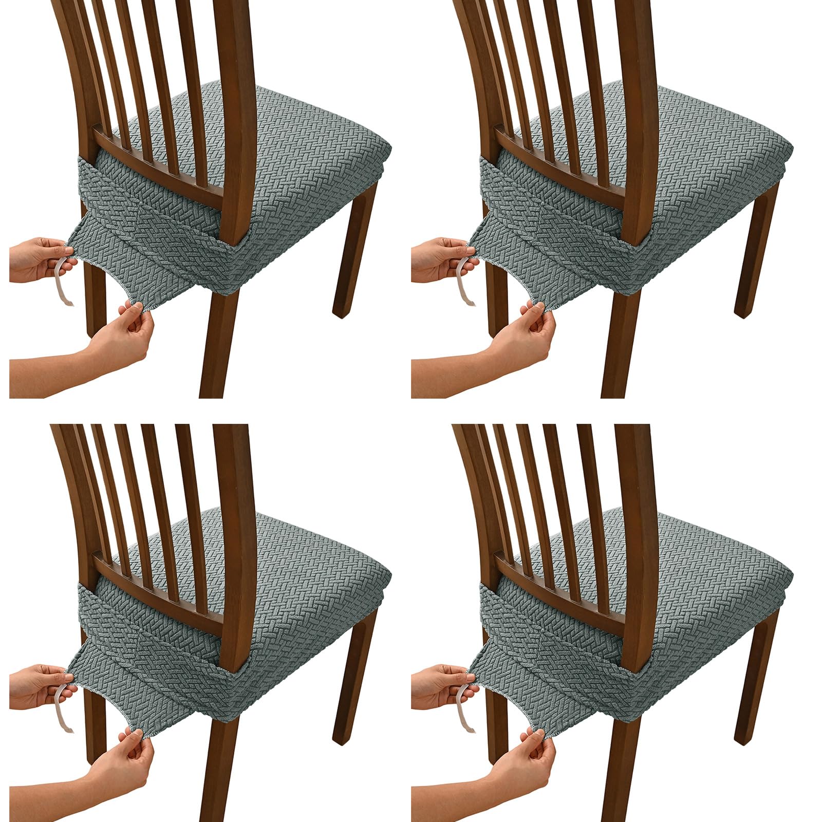 carotoe Of 4 Stretch Patterned Chair Seat Cover Washable Stretch Seat Slipcover for Kitchen Dining Room Chair Cover Elastic Covers