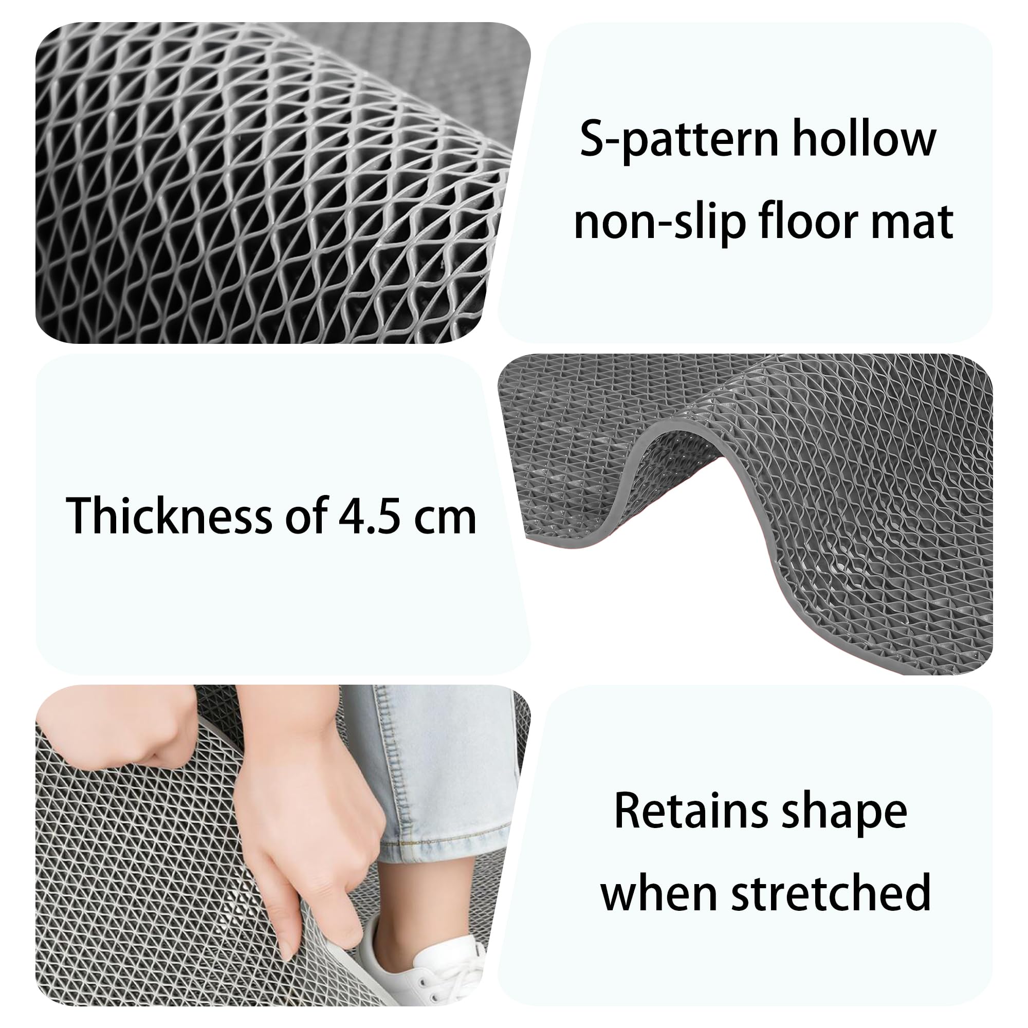 PVC Drainagematte 145 x 240 cm rutschfest rutschfeste Bodenmatte Anti Ermüdung für Küchen Nassbereich Schwimmbad Garage, Grau