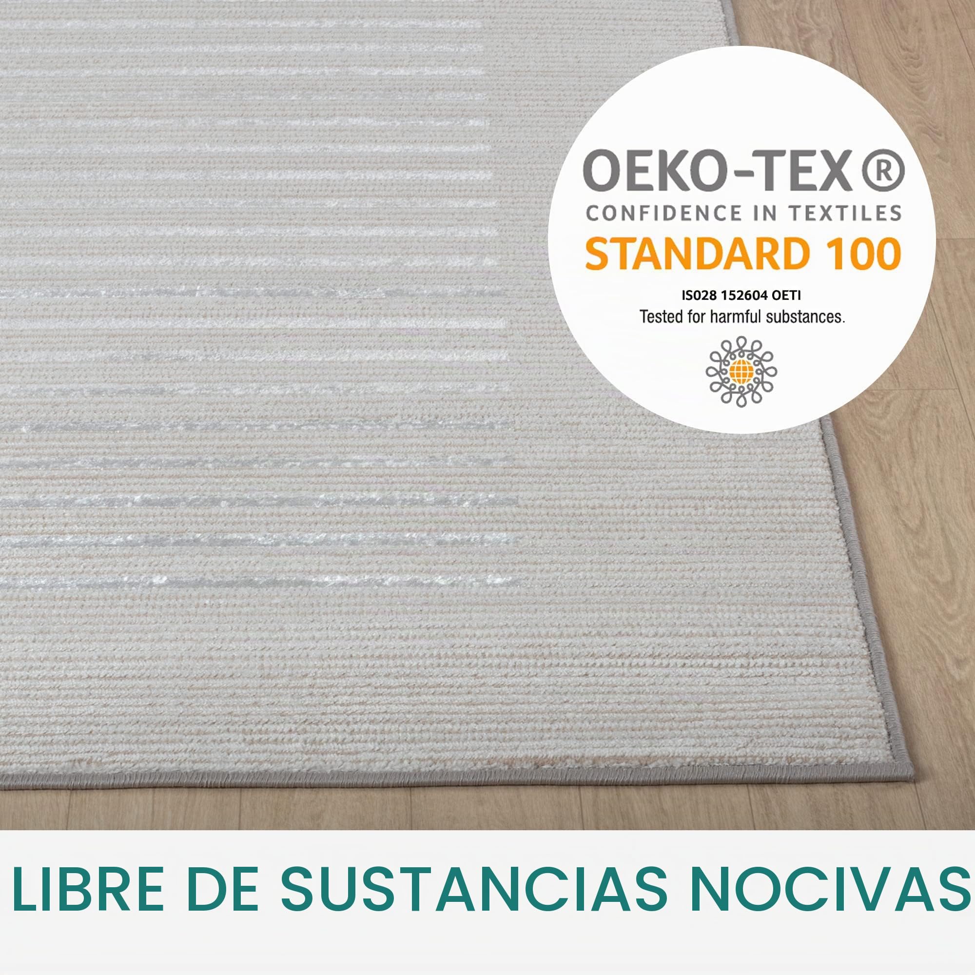 Livabliss Zagora Alfombra Geométrica - Alfombras Salon Modernas, Comedor, Cocina, Habitación - Alfombras Abstractas Estilo Bohemio, Fácil de Cuidar - Alfombra Grande 160x213cm, Beige, Blanco y Gris
