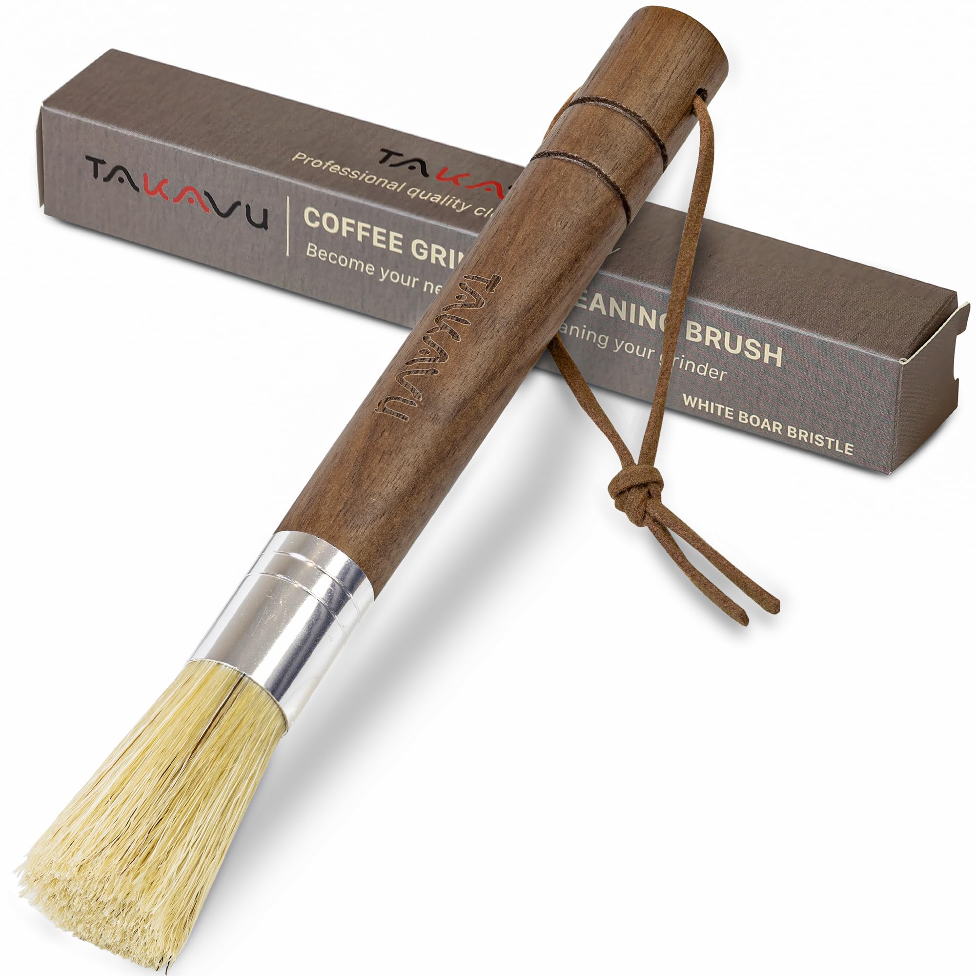Lot De 3 Brosses Nettoyage Moulin à Café Pro – Poils Sanglier Naturels, Manche Noyer Noir – Idéal Expresso & Barista