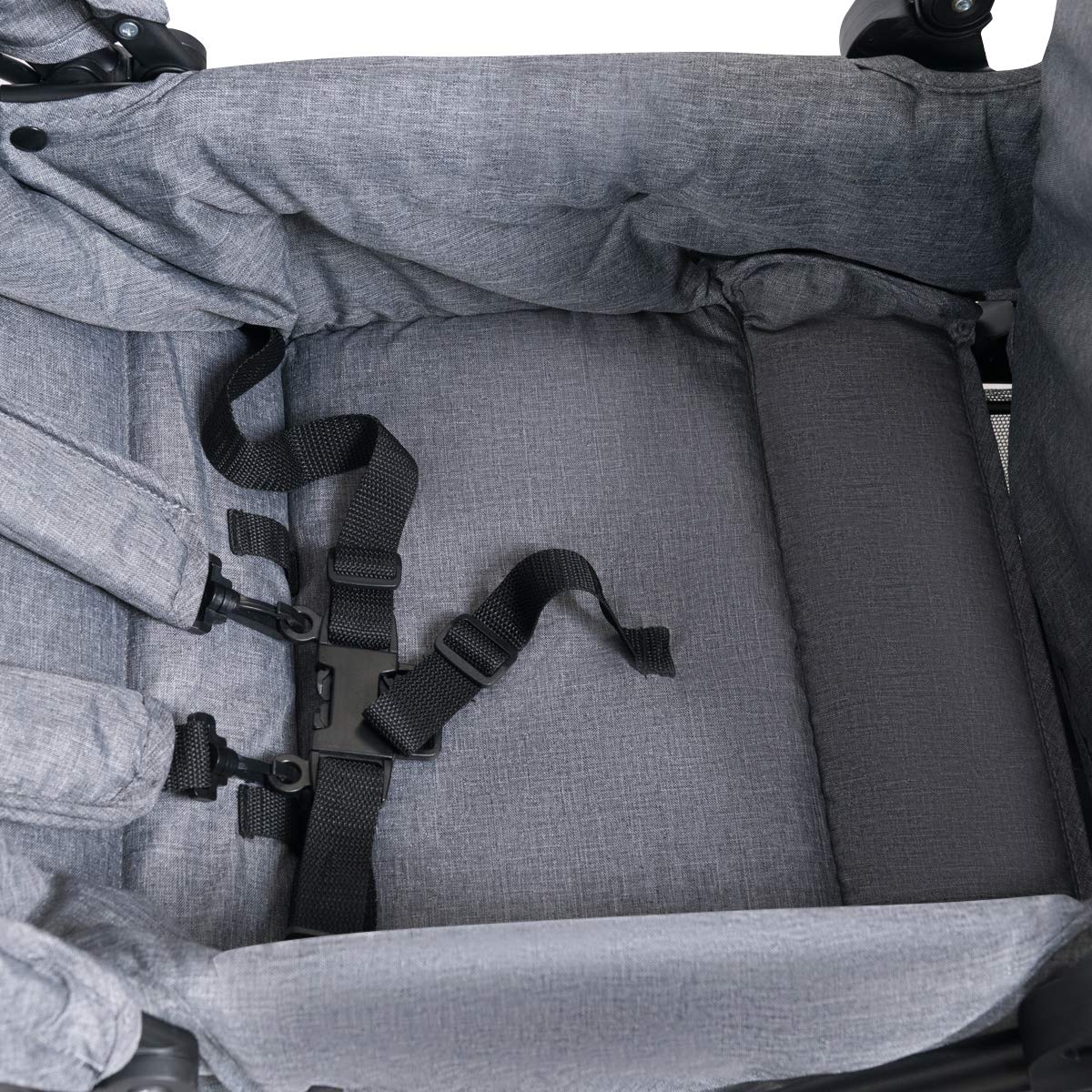 RELAX4LIFE Doppel Kinderwagen Klappbar, Geschwisterwagen mit 5-Punkt Sicherheitsgurten, Buggy Wagen mit Verstellbarem Lenker & Rückenlehne, ab der Geburt Nutzbar bis 15 kg, Grau