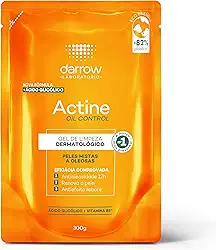 Darrow Actine Oil Control Gel de Limpeza Dermatológico Facial com Ácido Glicólico e Vitamina B5 para Controle da Oleosidade, Pele Matificada Sem Efeito Rebote e Poros Desobstruídos, 300g, Refil