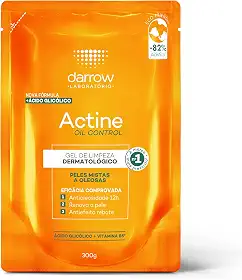 Darrow Actine Oil Control Gel de Limpeza Dermatológico Facial com Ácido Glicólico e Vitamina B5 para Controle da Oleosidade, Pele Matificada Sem Efeito Rebote e Poros Desobstruídos, 300g, Refil