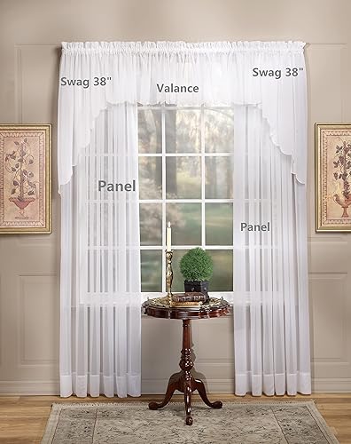 Miniatura 7 de Today's Curtain Emelia - Par de festones de gasa originales de 38 pulgadas, azul marino, 60 pulgadas de ancho x 38 pulgadas de largo