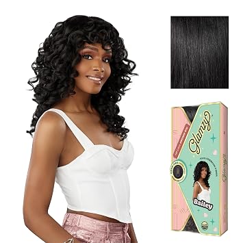 Sensationnel Glamzy Lace Crown Wig-Bailey, 1 JETBLACK | Hand Tied Crownarea, Synthetic Hair, Glueless