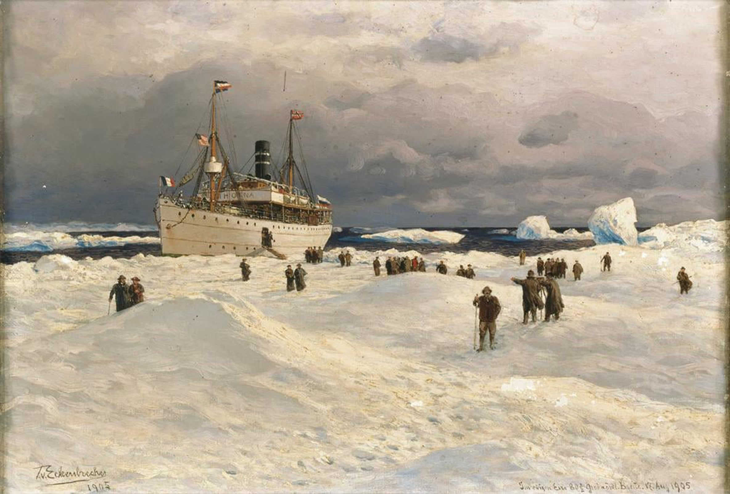 ARTXLXXBN Famous Prints Artwork Pictures Poster Painting Art in the Eternal Ice by Karl Paul Themistocles Von Eckenbrecher Artwork Landscape Pictures for Home Decor 60x90cm