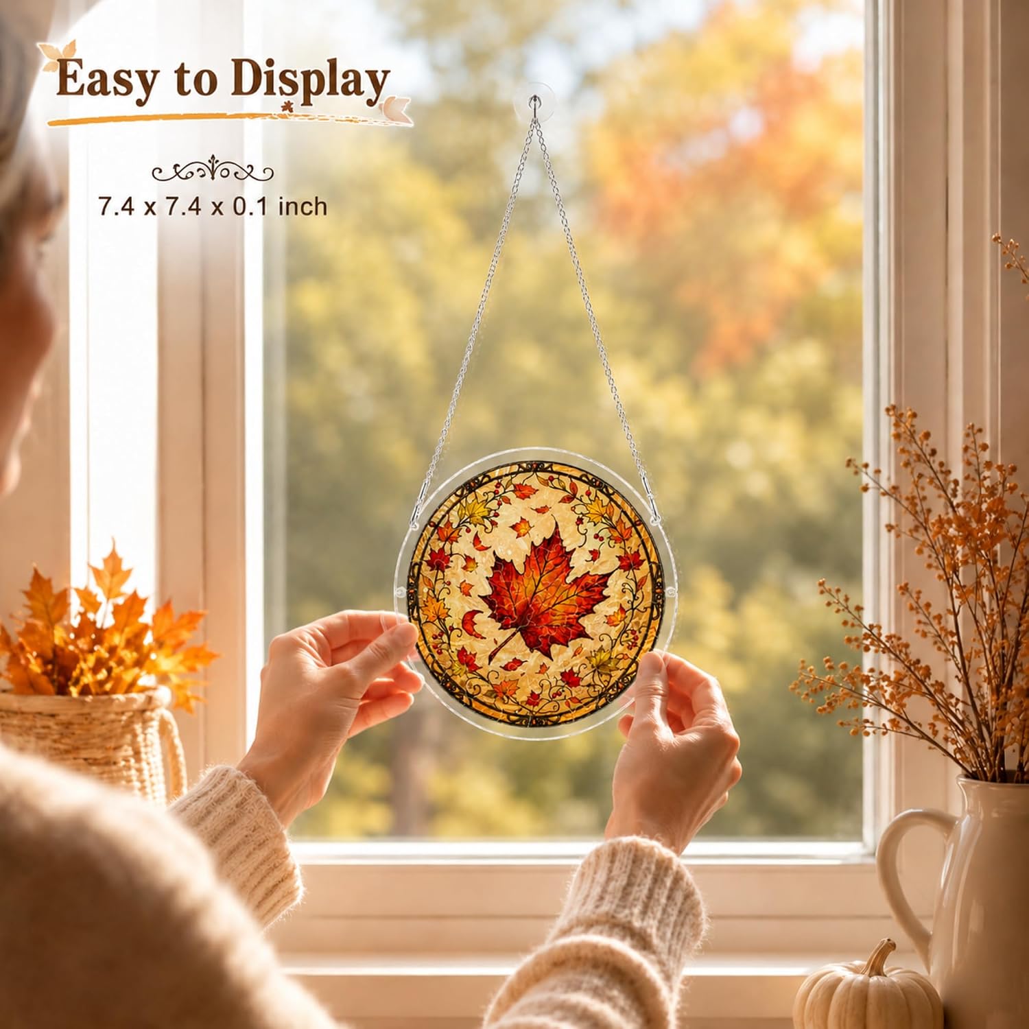 Maple Leaf Acrylic Suncatcher Puzzle, Fall Puzzle, Hanging Autumn Decor