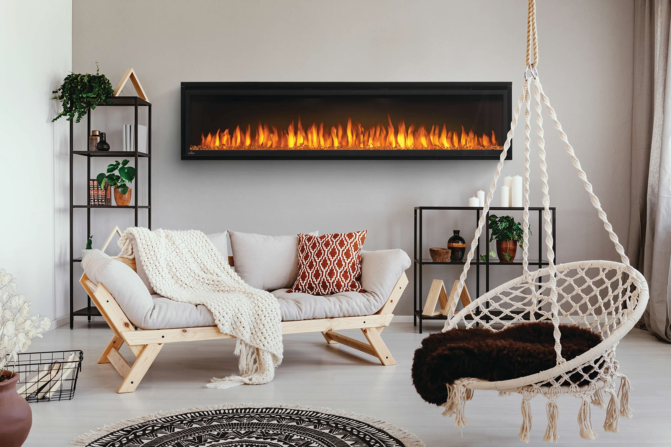 Amazon.com: Napoleon Entice 72 - NEFL72CFH - Wall Hanging Electric Fireplace,  72-in, Black, Glass Front, Glass Crystal Ember Bed, 3 Flame Colors, Remote  Included : Home u0026 Kitchen