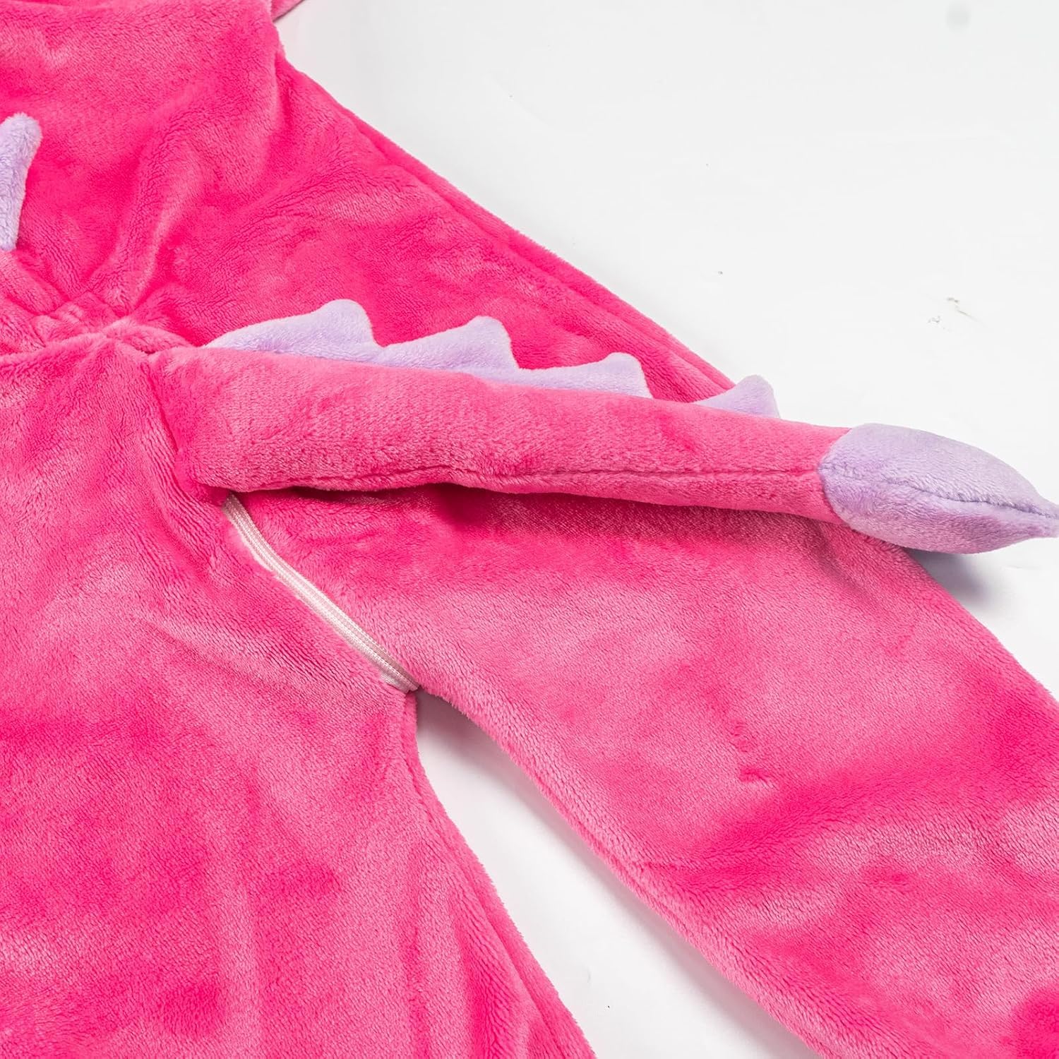 LOLANTA Costume da Dinosauro per Bambino Unisex, Costume da Animale con Cappuccio per Bambino, Tuta Sindacale in Flanella, Rosa, 4-5 anni