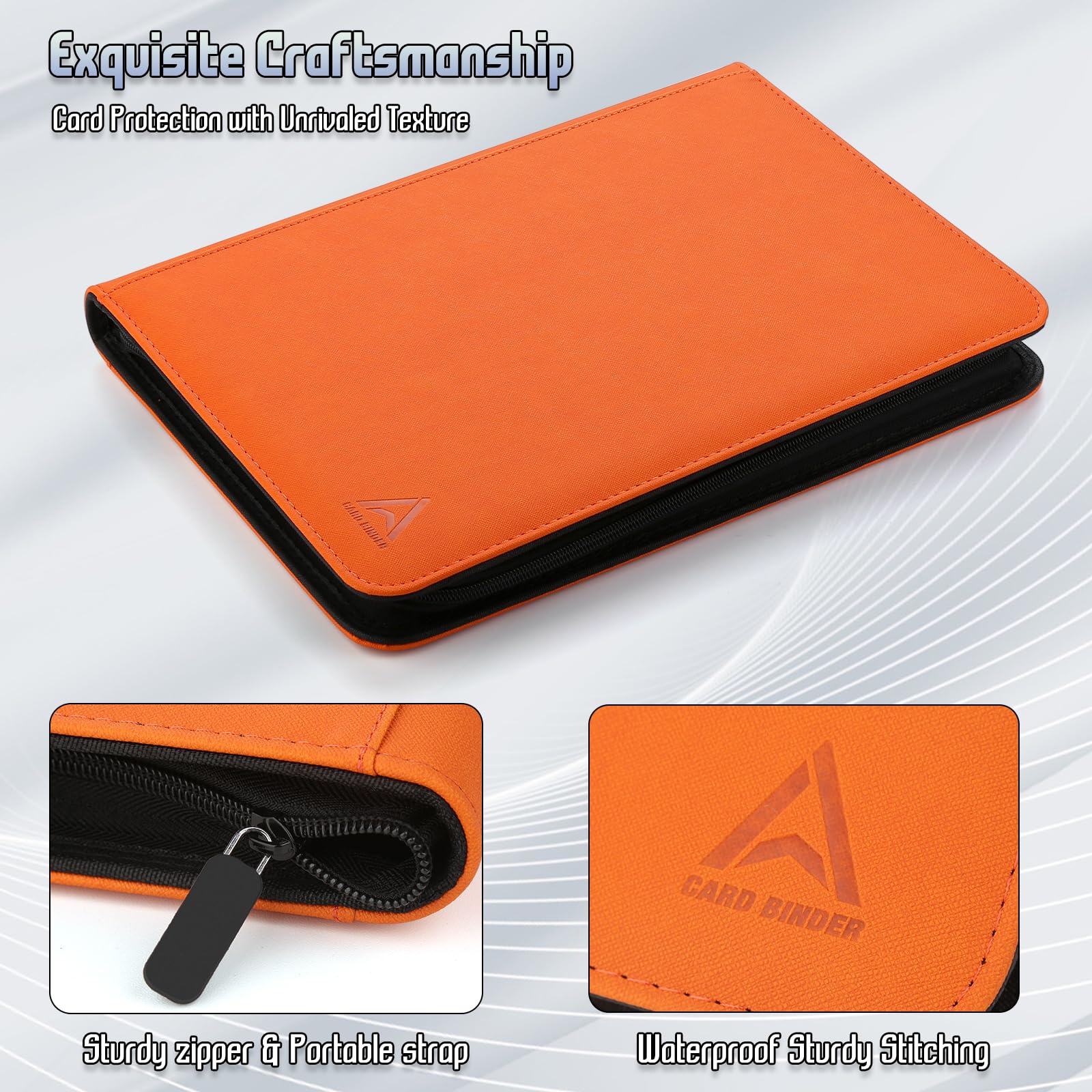 Arkeiliy Carpeta de tarjetas de 9 bolsillos, bolsillos de doble cara con 30 fundas, soporte para tarjetas coleccionables con cremallera de alta calidad, álbum de coleccionista con capacidad para 540