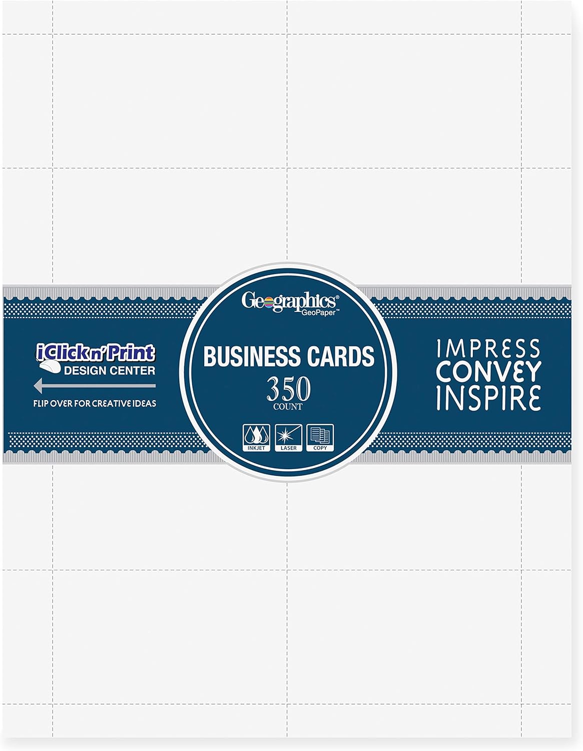 Geographics 39051 Blank Business Cards 65 lb. 3-1/2-Inch x2-Inch 350/PK White