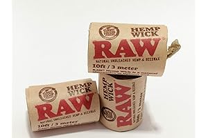 RAW 10 ft Natural Unbleached Hemp Wick Lighter Sleeve (Pack of 3)