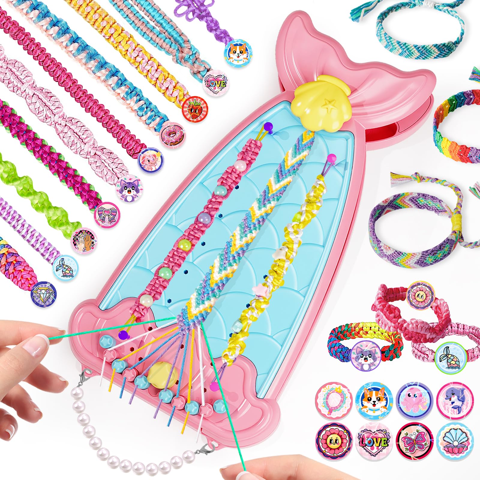 Euclidean Cube 2-in-1-Freundschaftsarmband Selber Machen, Kunst und Handwerk für Kinder im Alter von 6-12 Jahren, Schmuck-Armband-Bastelset für Kinder Geburtstagsgeschenk (Rosa)