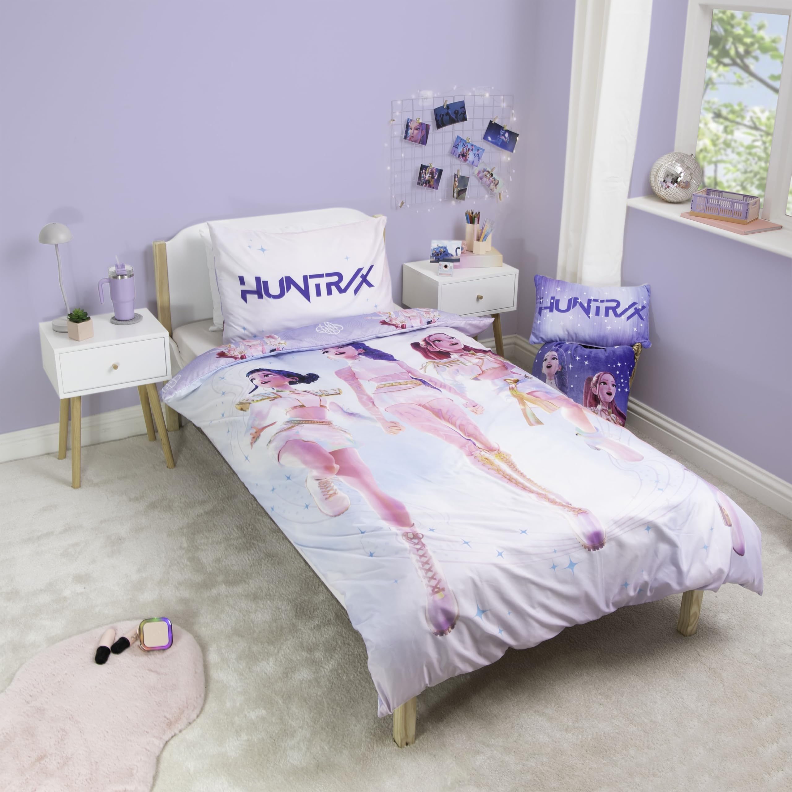 Juego de Funda nórdica Individual con Licencia Oficial de K-Pop Demon Hunters | Ropa de Cama Reversible de Dos Caras con diseño de Banda Sonora, Incluye Funda de Almohada a Juego