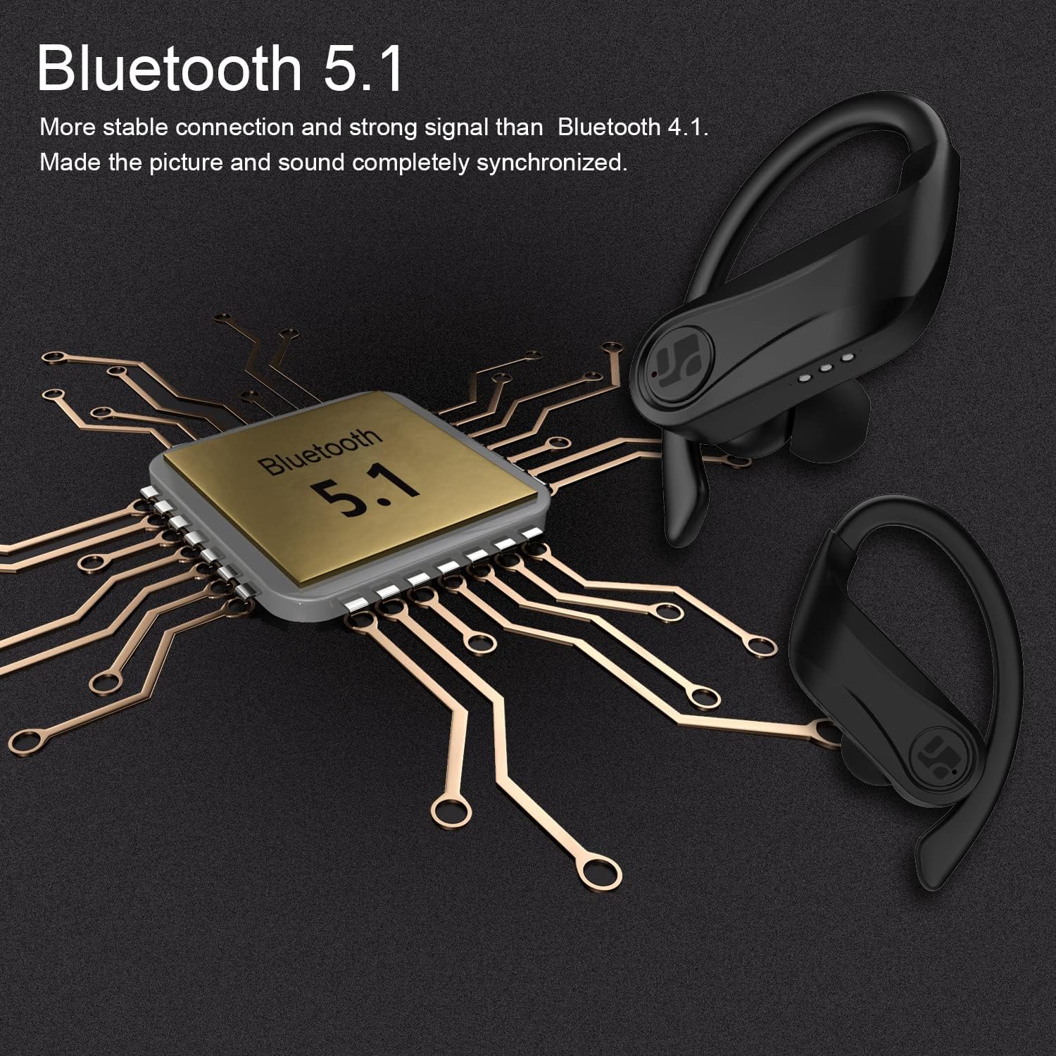 Flаѕh Dеаlѕ - 70% оƒƒ Wireless Earbuds, Bluetooth 5.1 Sports Headphones with Earhooks, IPX8 Sweatproof TWS Earhooks Headset with 950mAH Charging case, 50H Playtime Headset with Earhooks for Running Sports (Latest Style)