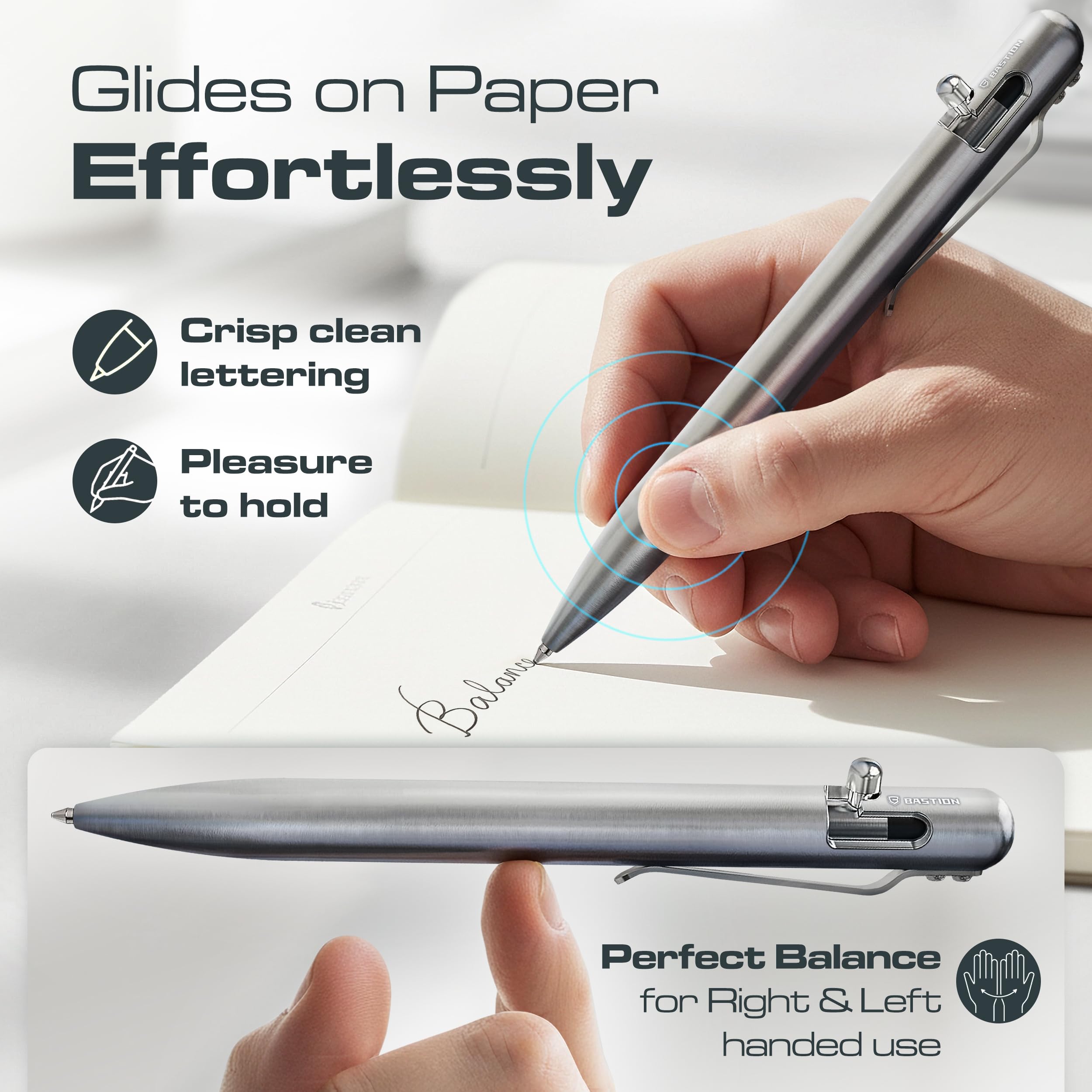 BASTION Titanium Bolt Action Pen - exclusive Hyperbolt ZeroSeam CNC Machined EDC Writing Tool Refillable Flagship Executive Gift — view 3